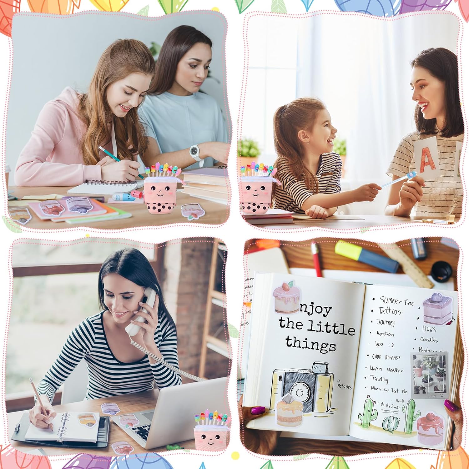 Sabary 228 Pcs Kawaii Stationery Set with Pencil Case