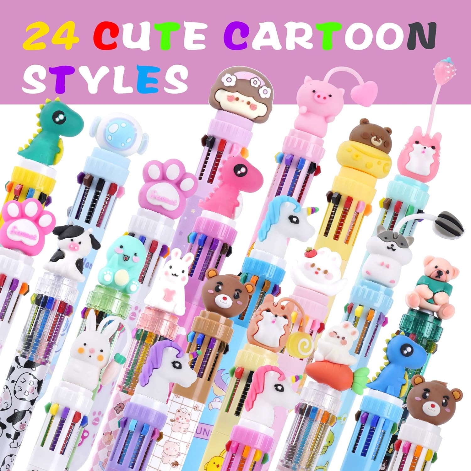 Kolewo4ever 24 Pack Multicolor Ballpoint Pens