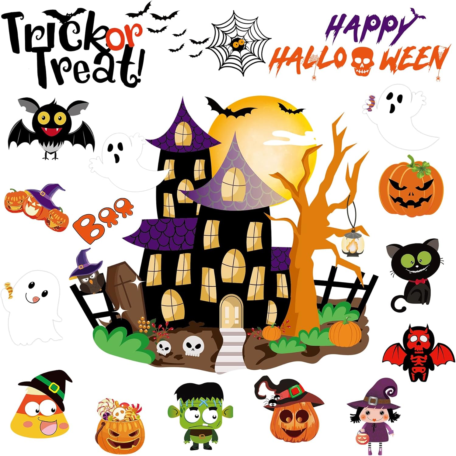 57Pcs Halloween Cutouts Classroom Bulletin Board Decor Set