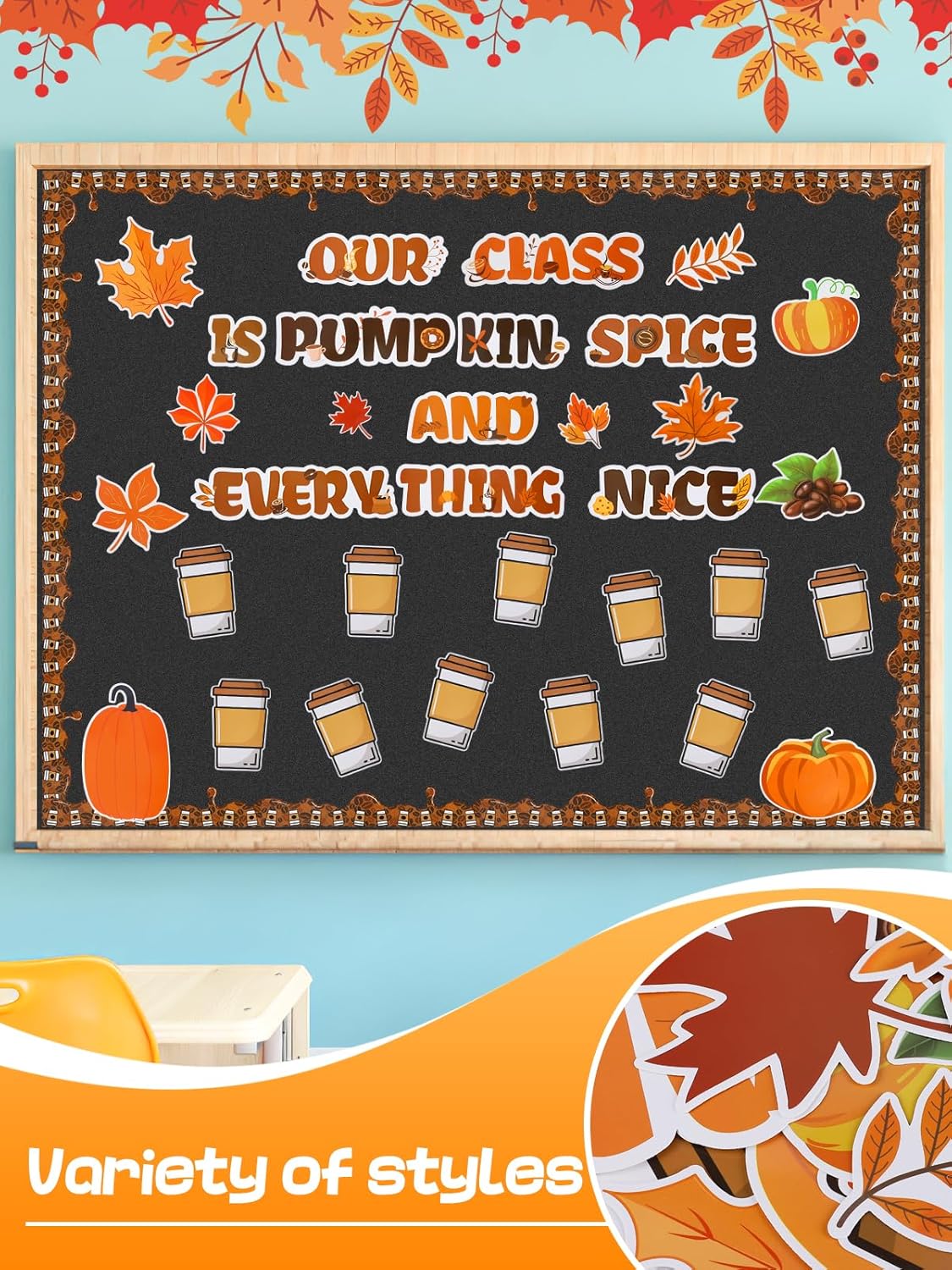 Fall Bulletin Board Decoration Set with 200 Glue Points