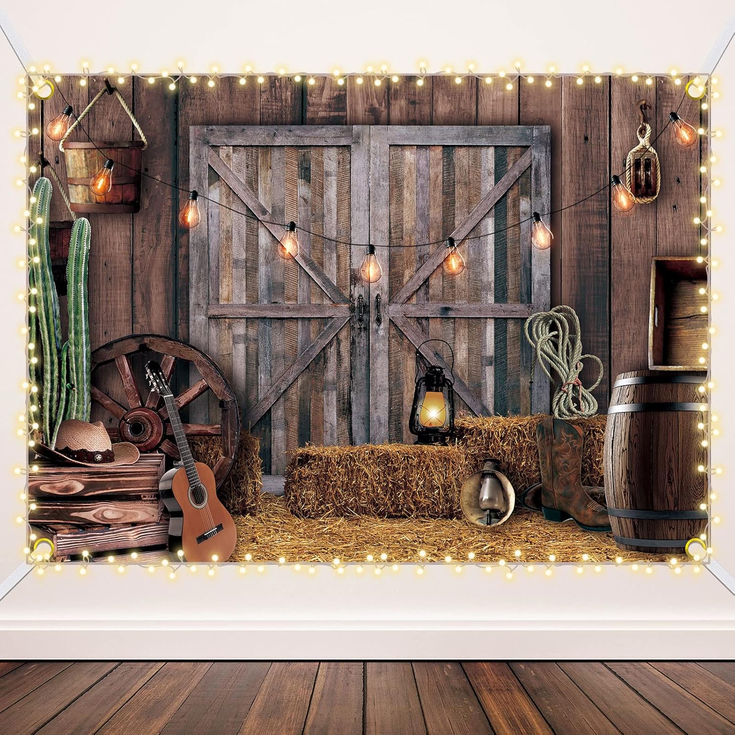 Moukeren Western Party Backdrop - Classic Style 7x5ft Barn Decor