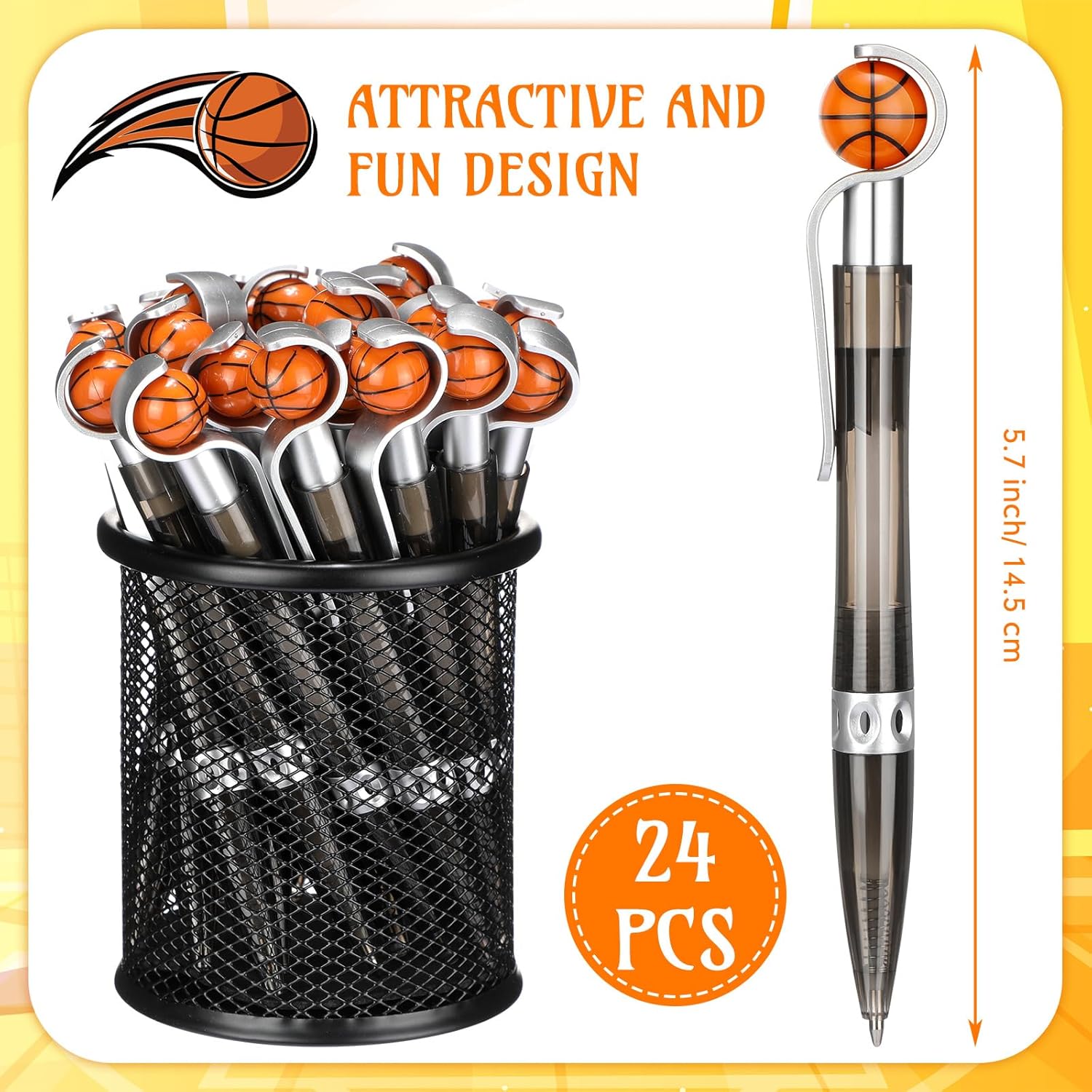 Zhanmai Basketball Design Ballpoint Pens 24 Pack