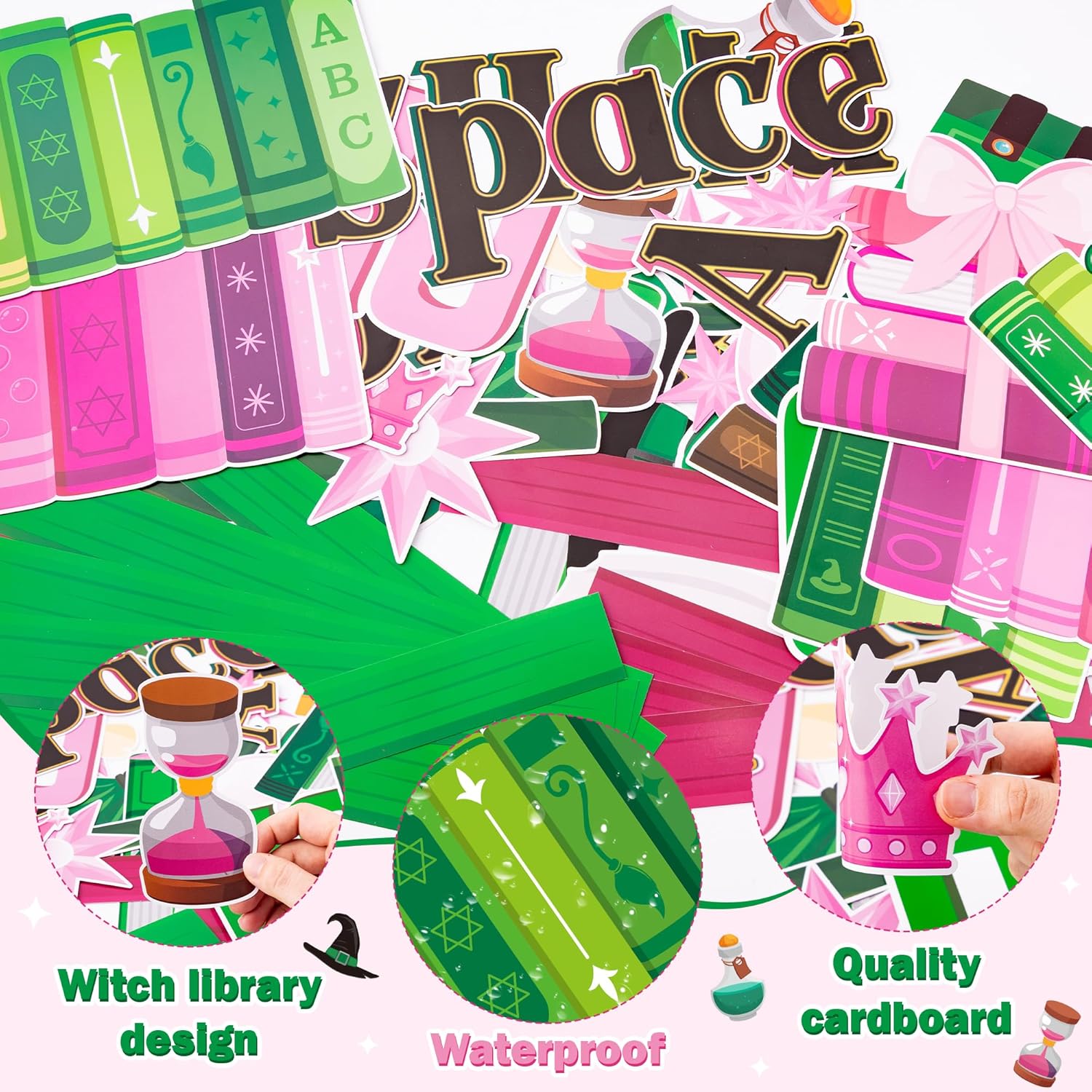AgincBerry Witch Library Bulletin Board - 54PCS