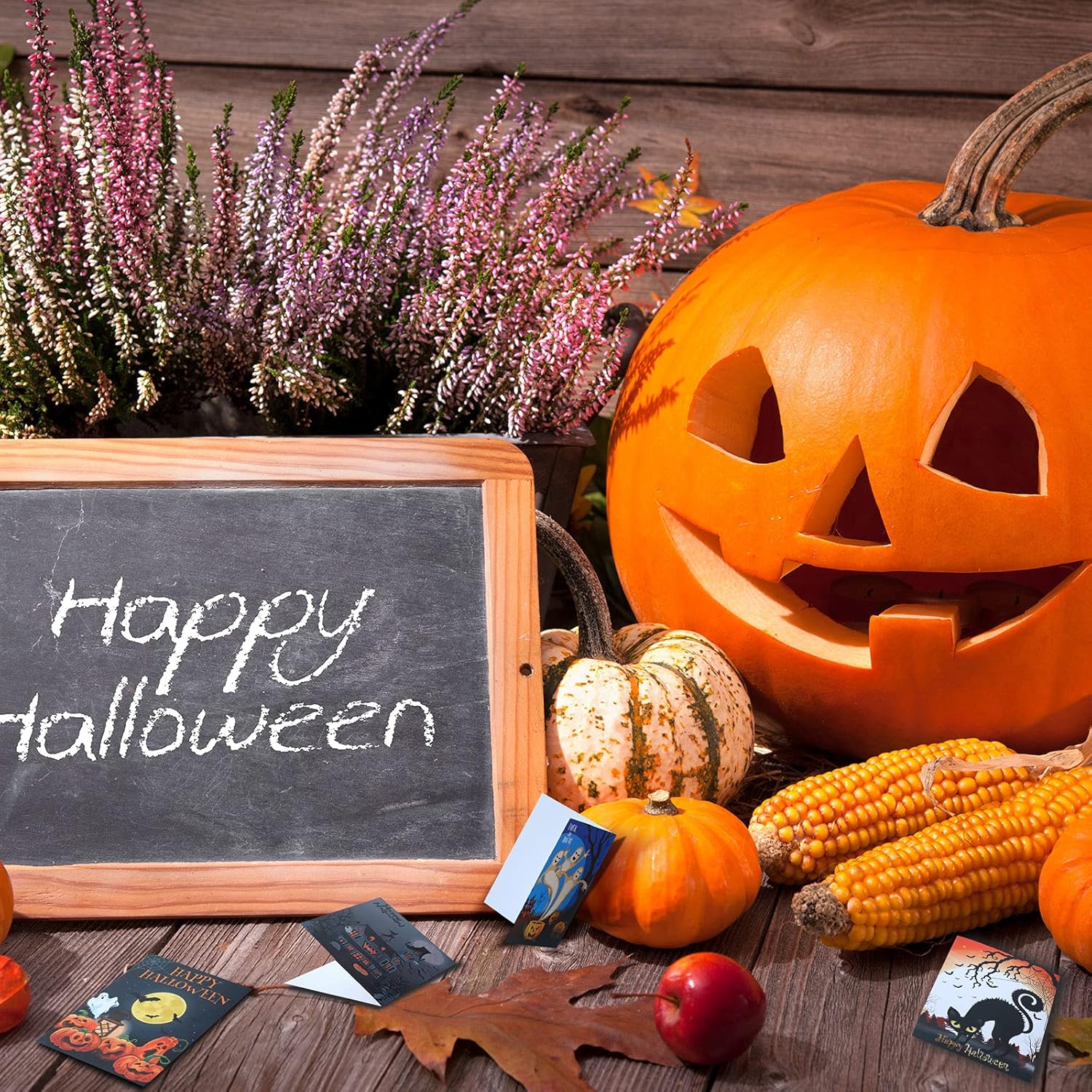 Tenare Halloween Greeting Cards with Envelopes 100 Pcs Pumpkin Style