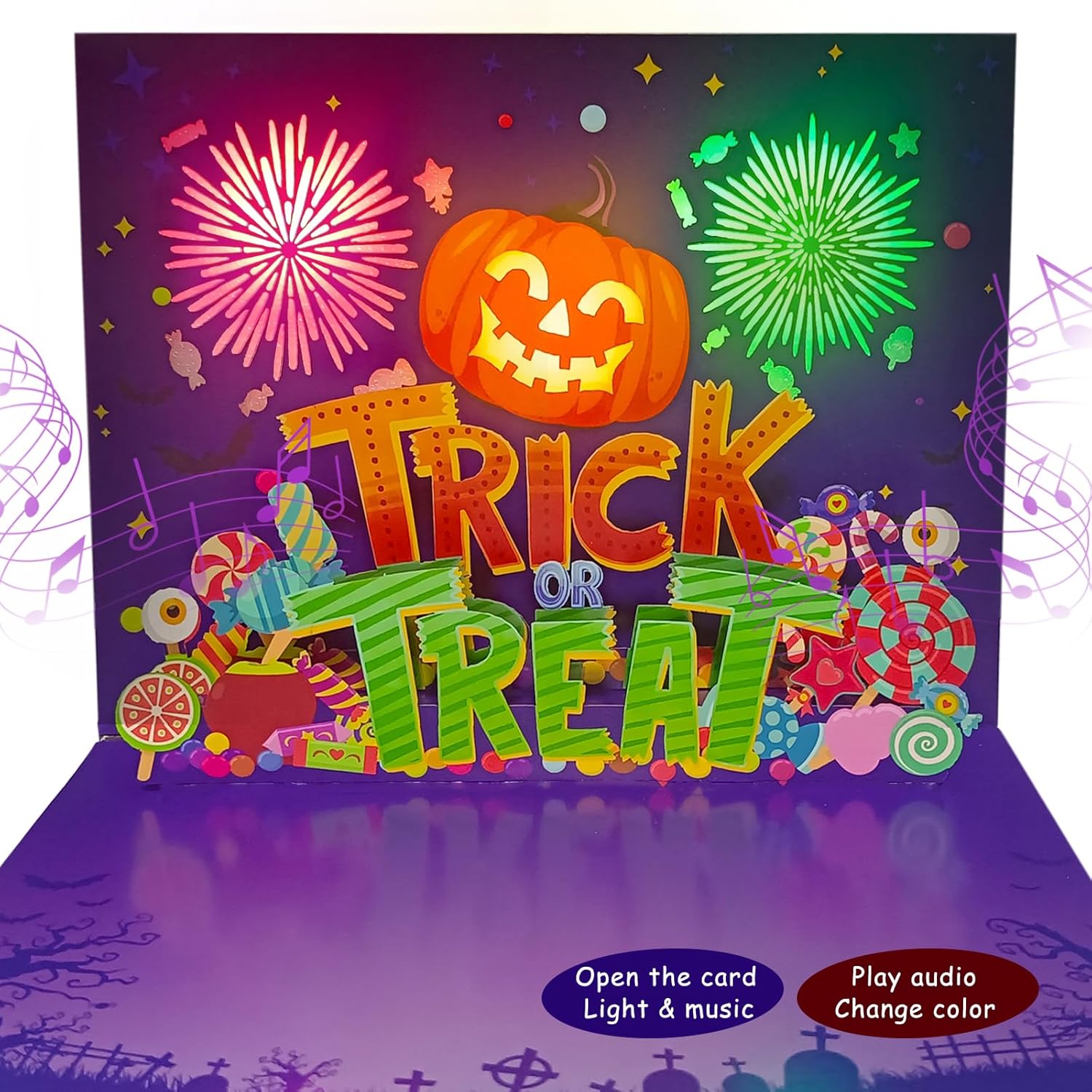 3D Pop Up Halloween Card with Light and Music
