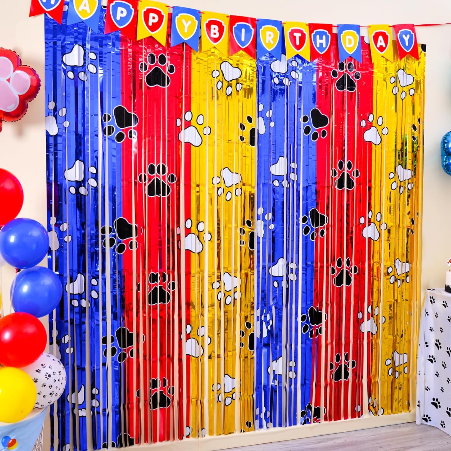 Paw Birthday Decorations 2 Pack Gold Red Blue