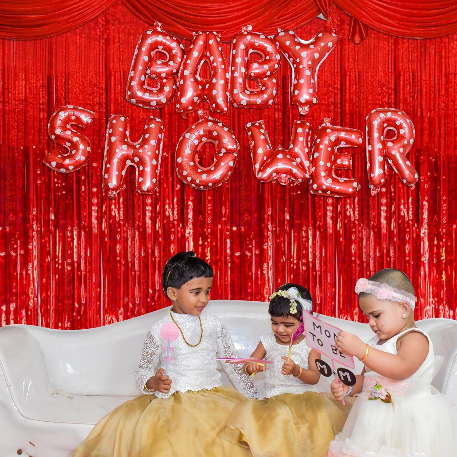 2 Pack Red Foil Streamers Party Backdrop Decor