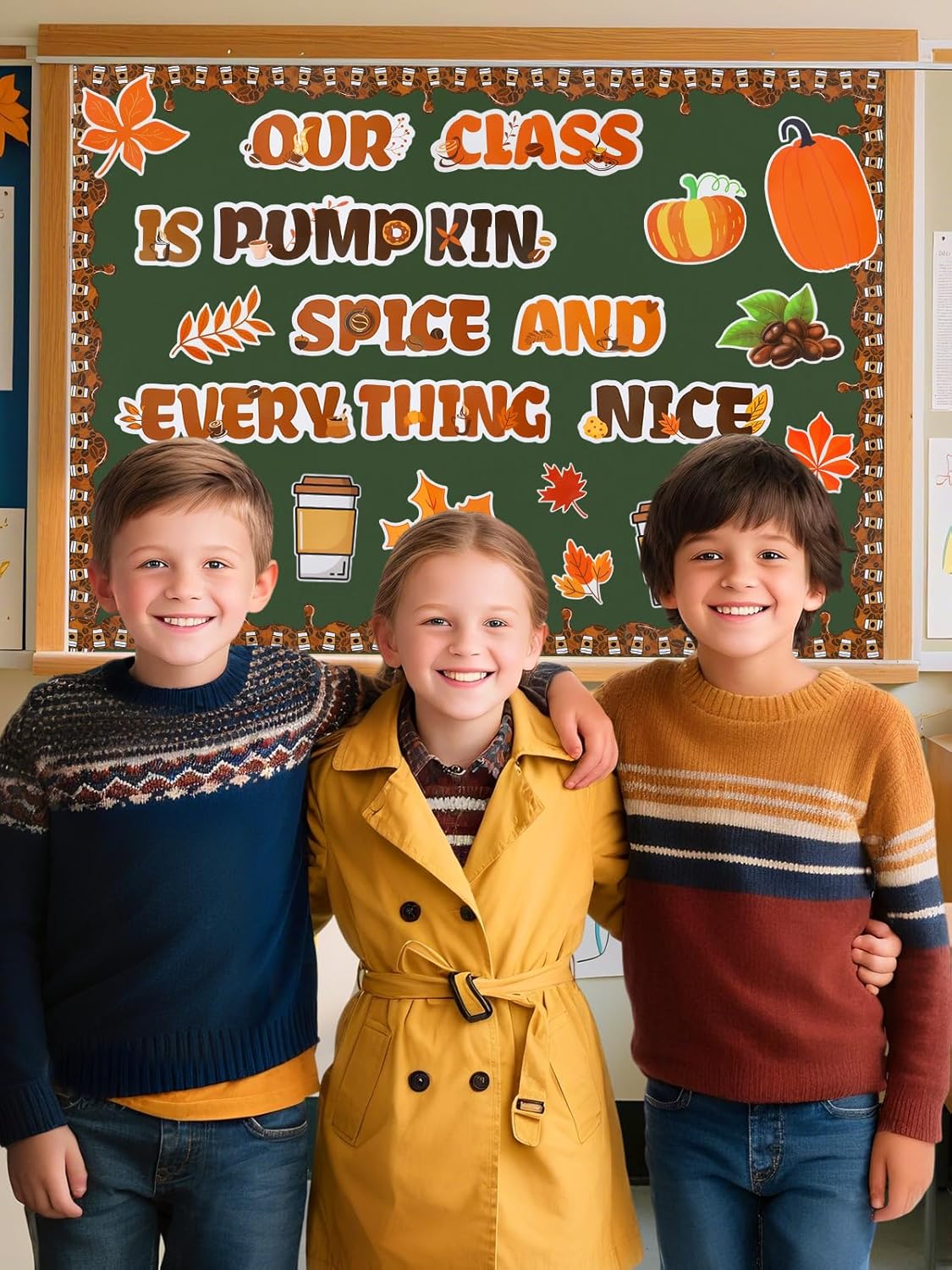 Fall Bulletin Board Decoration Set with 200 Glue Points