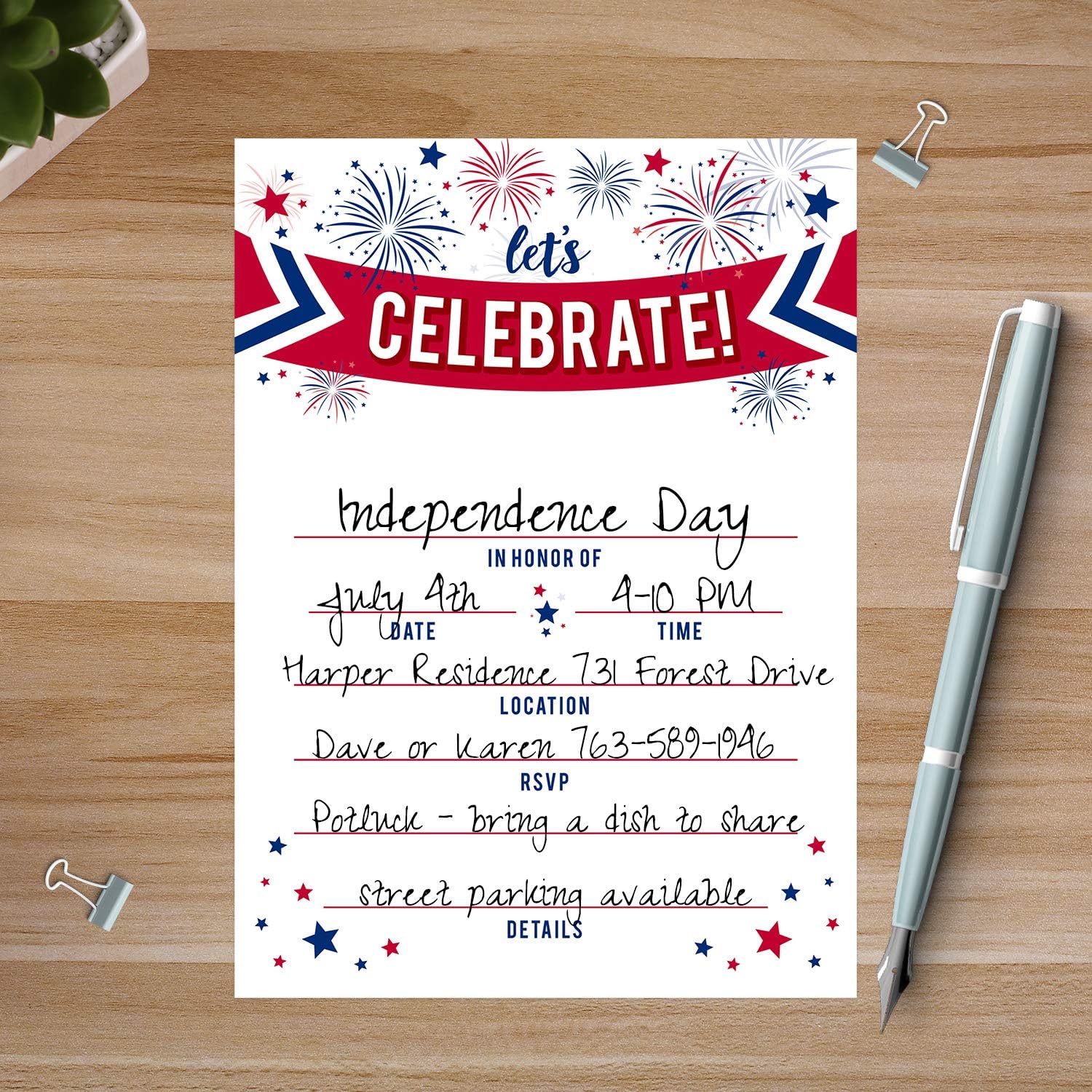 Canopy Street Patriotic Party Invitations 25 Red White Blue Invites
