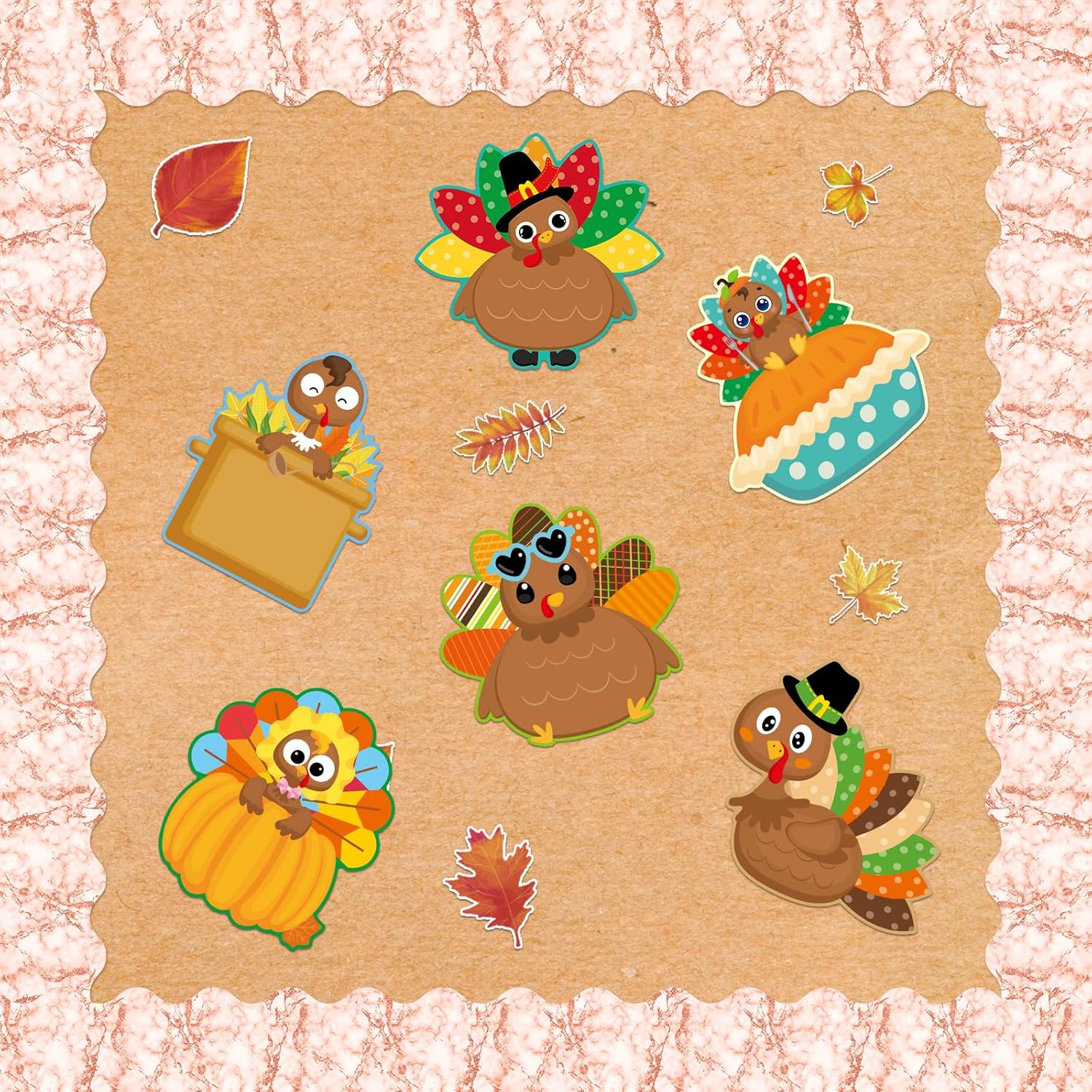 54 Pcs Turkey Cutouts for Thanksgiving Fall Decor