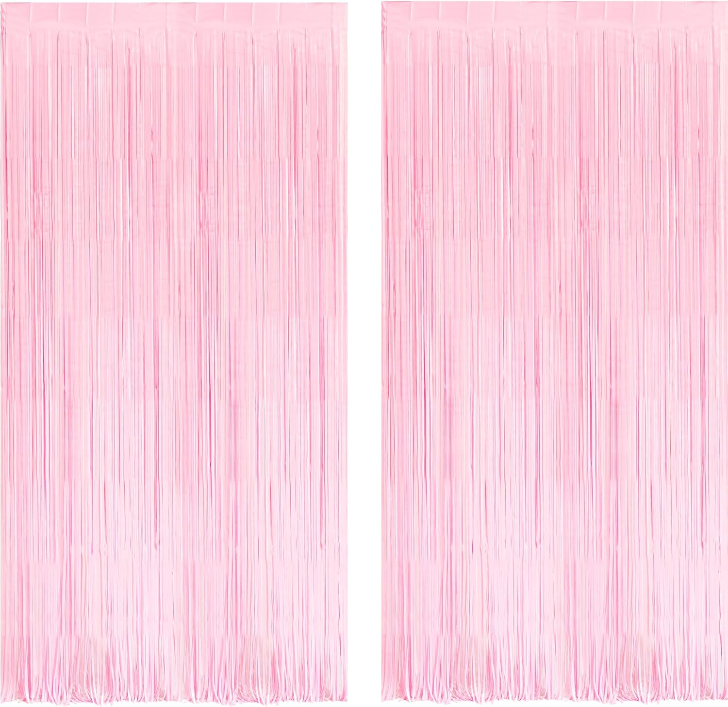 BRAVESHINE Pastel Pink Foil Fringe Curtains - 2 Pack Photo Backdrop