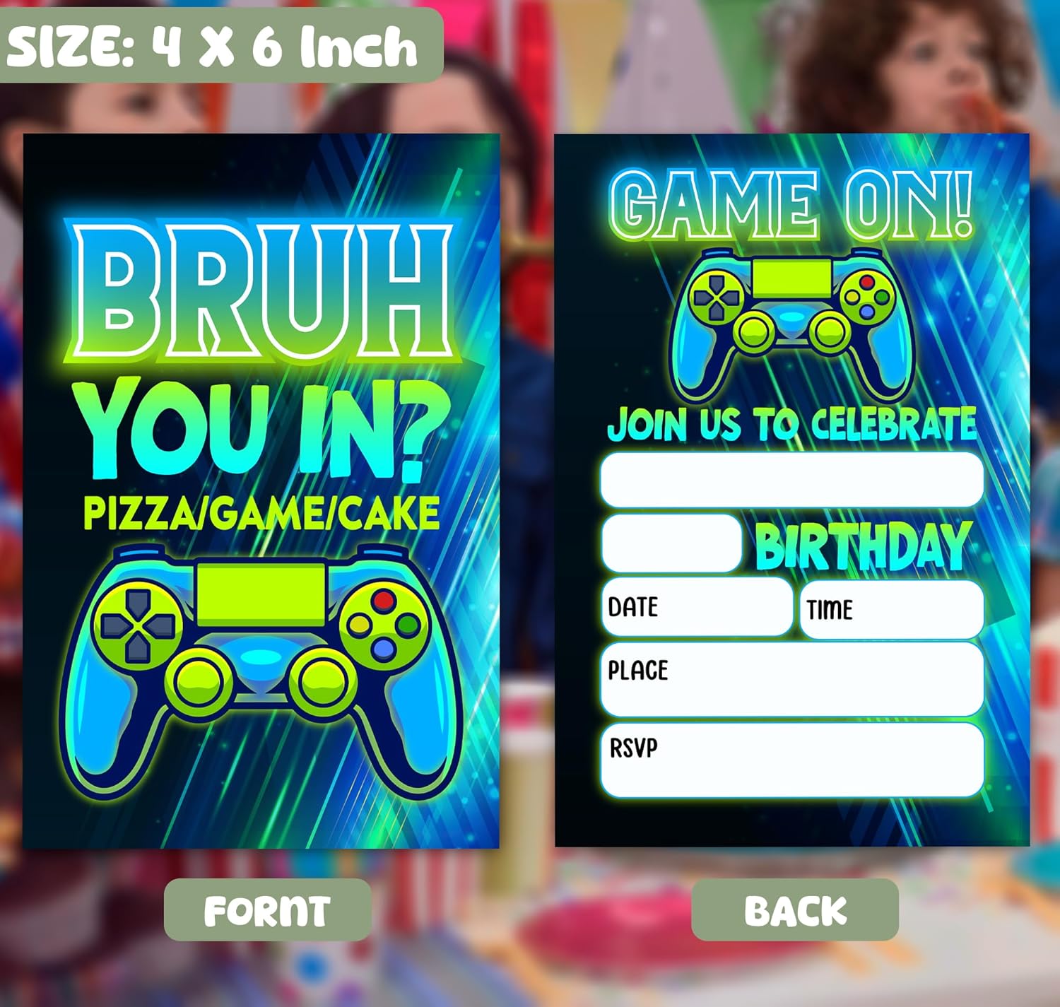 Feyerr Video Game Brother Birthday Invitations 30 Double Sided with Envelopes