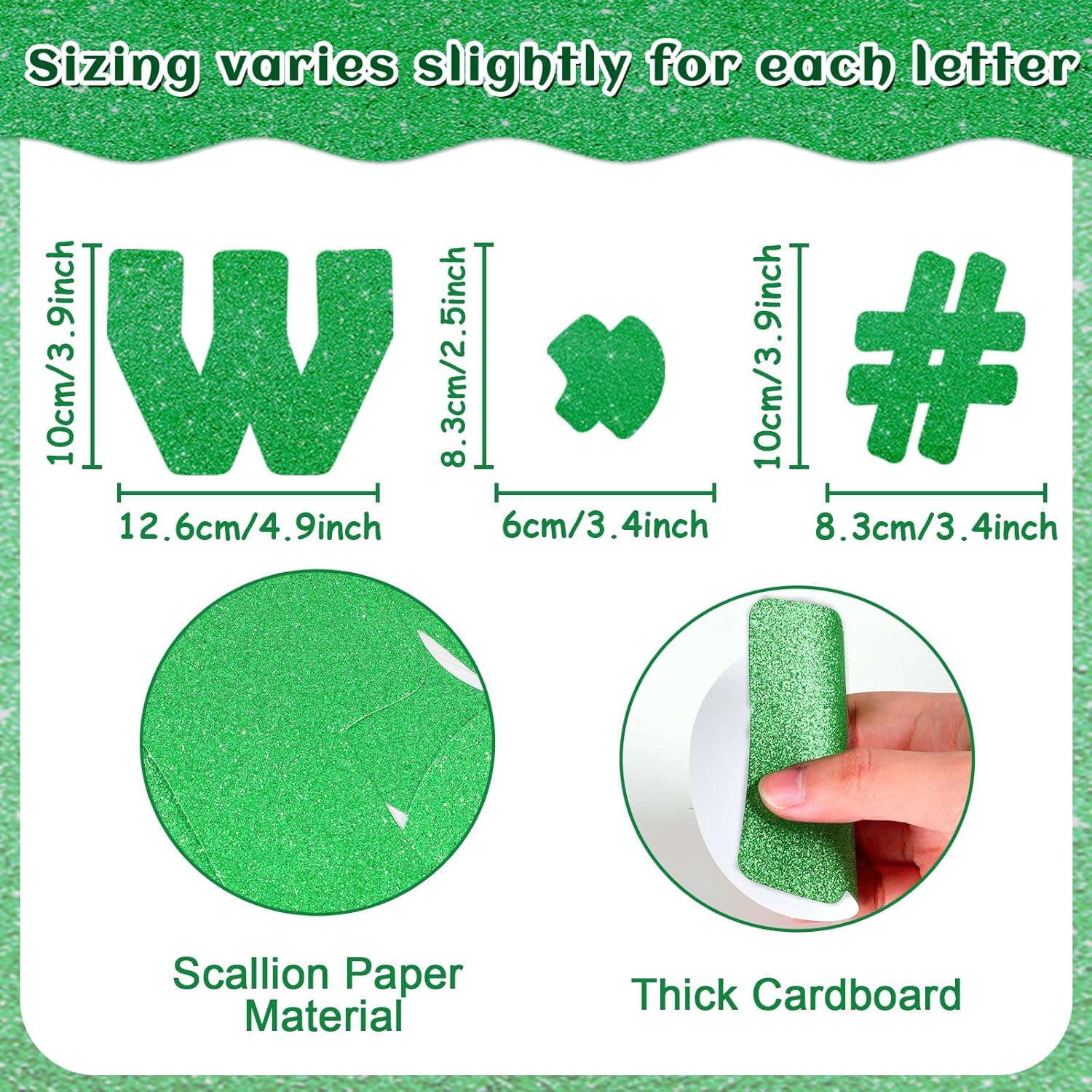 260Pcs Glitter Green Bulletin Board Letters Set for Classroom