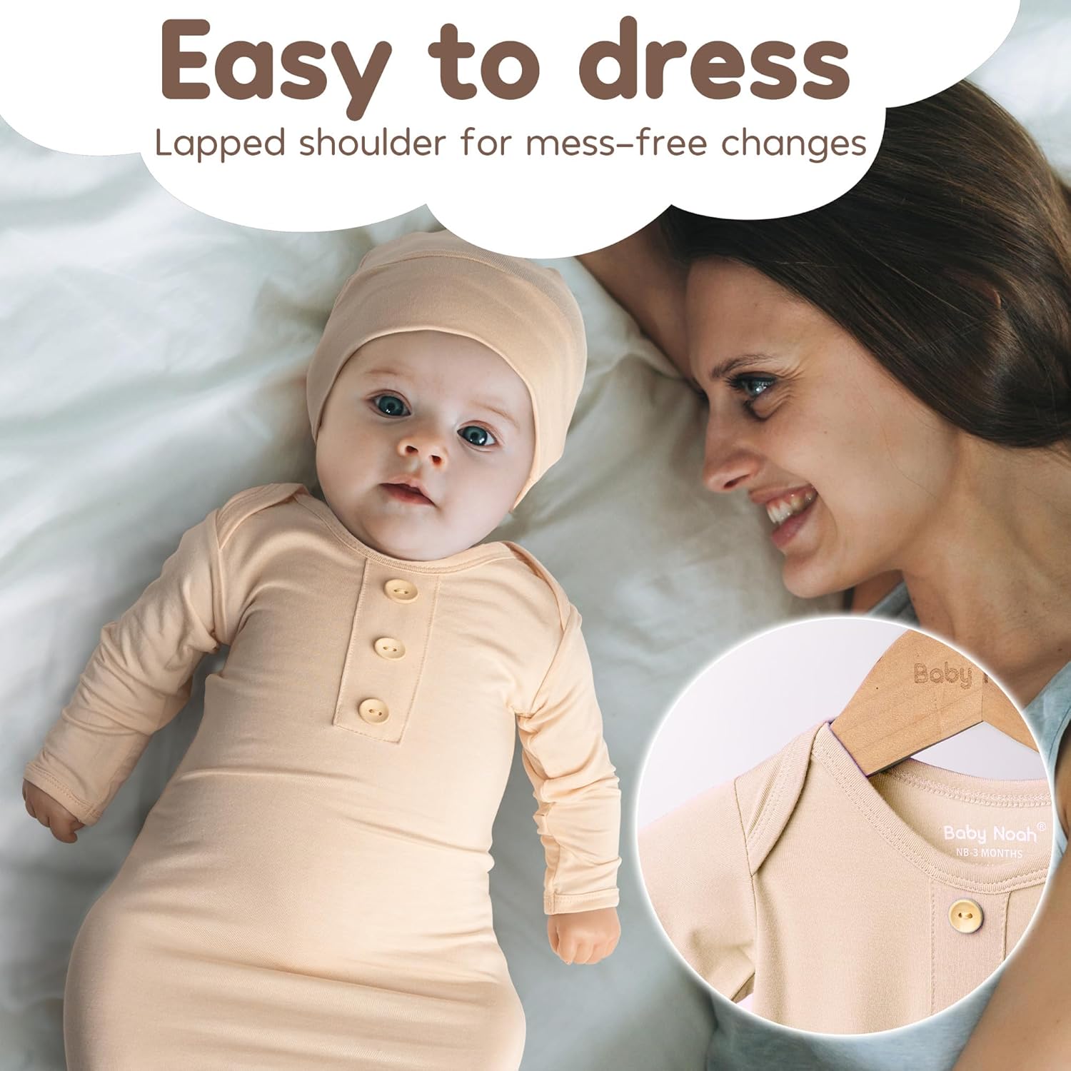 Noah Baby Knotted Gown for Newborn Sleepwear and Photography