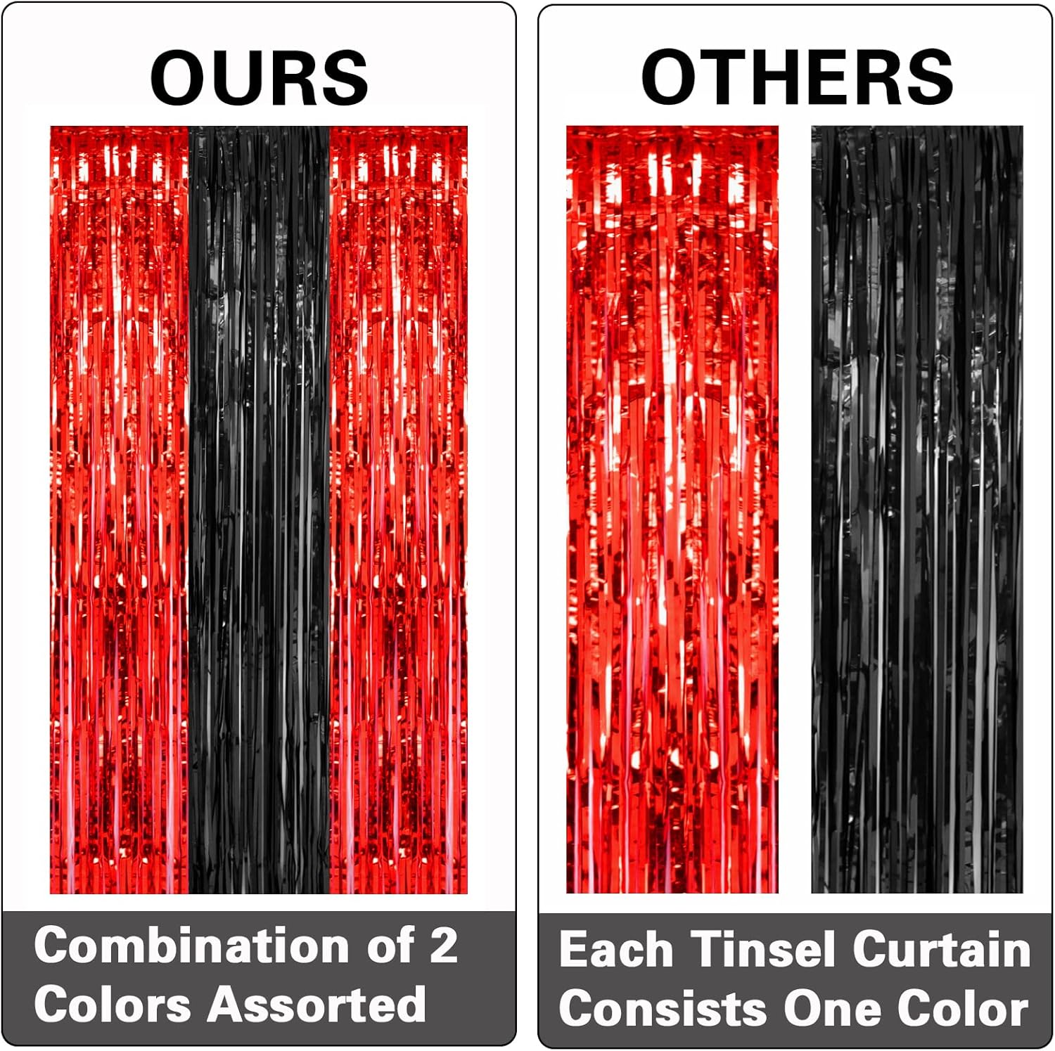 2 Pack Black and Red Foil Curtain Party Decorations