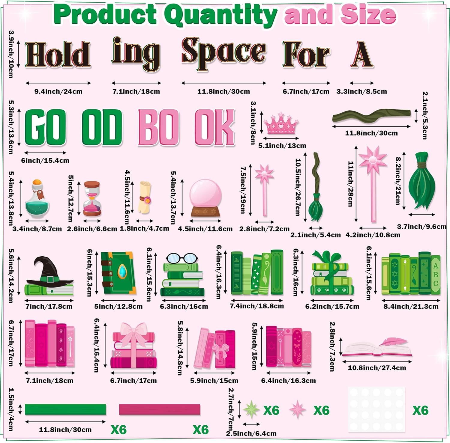 AgincBerry Witch Library Bulletin Board - 54PCS