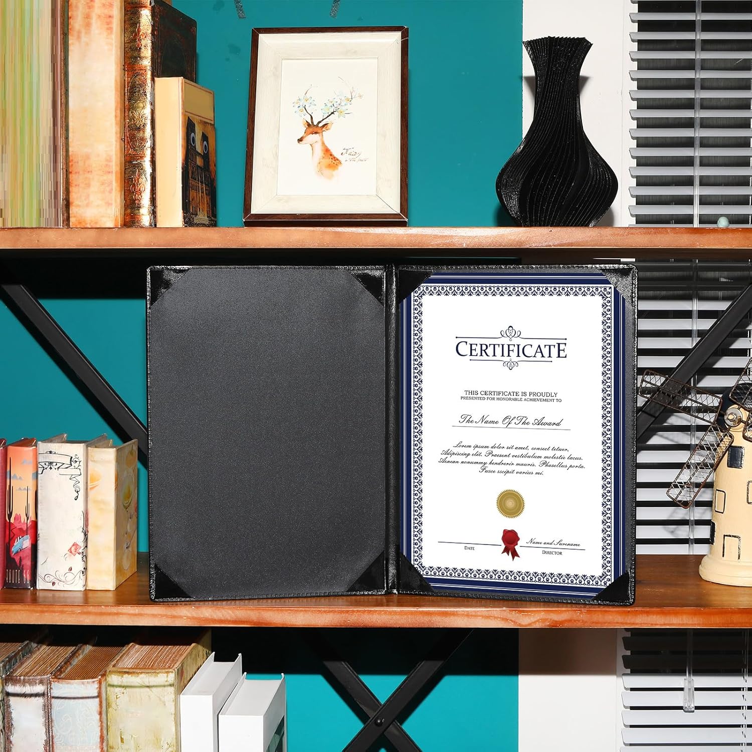 Tenare PU Leather Certificate Holders 3 Pcs Black