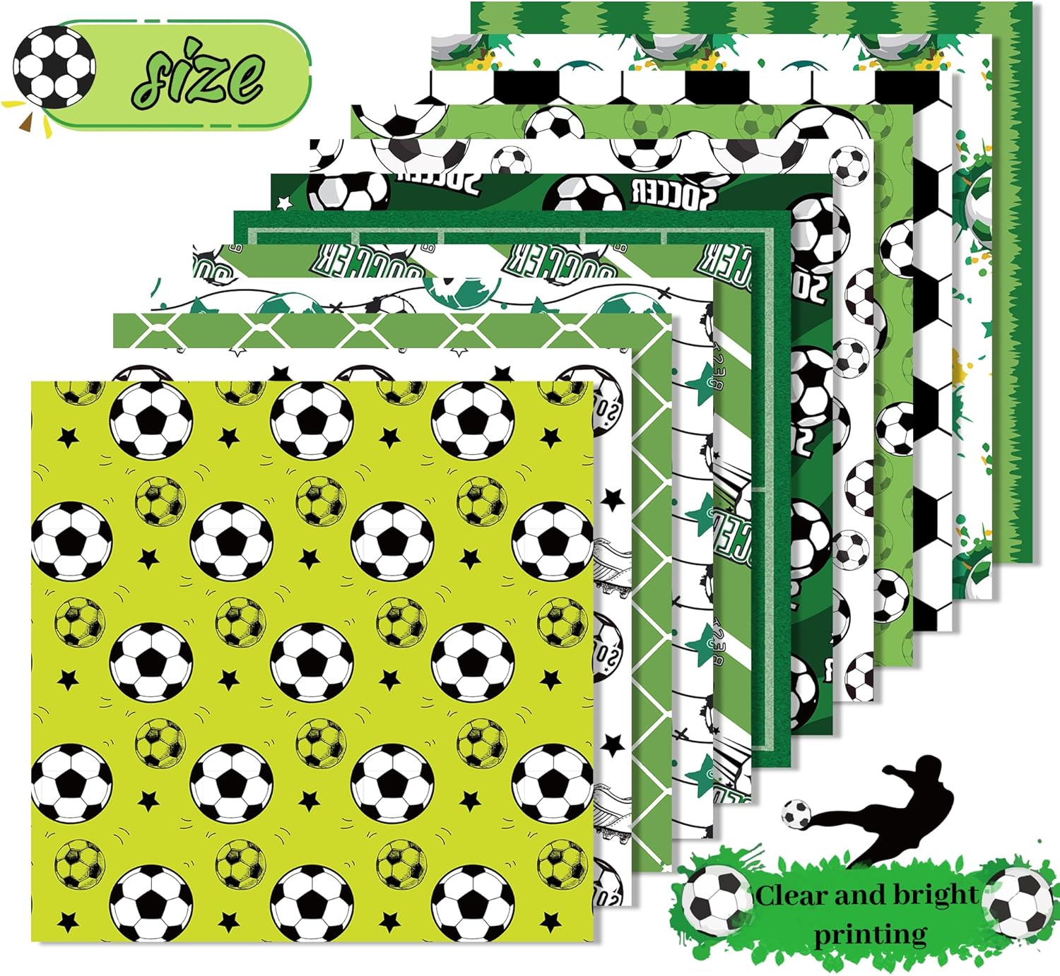 24 Pcs Soccer Pattern Decorative Paper Pad for Scrapbooking