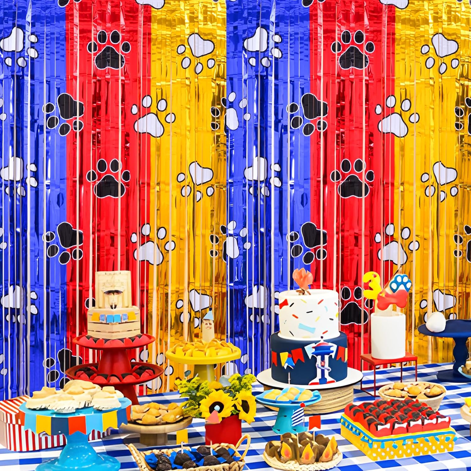 Paw Birthday Decorations 2 Pack Gold Red Blue