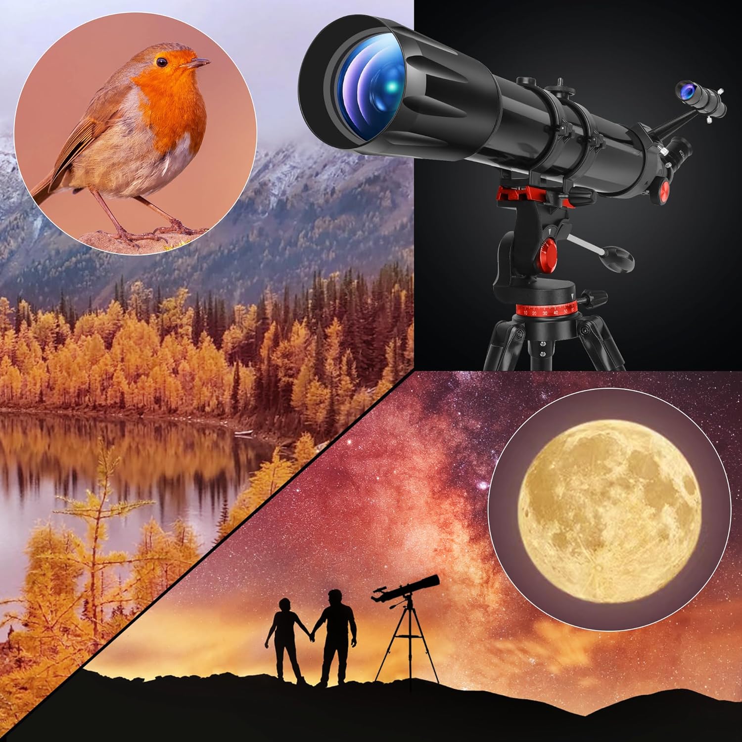 HETEKAN 90mm Refractor Telescope for Adults and Kids