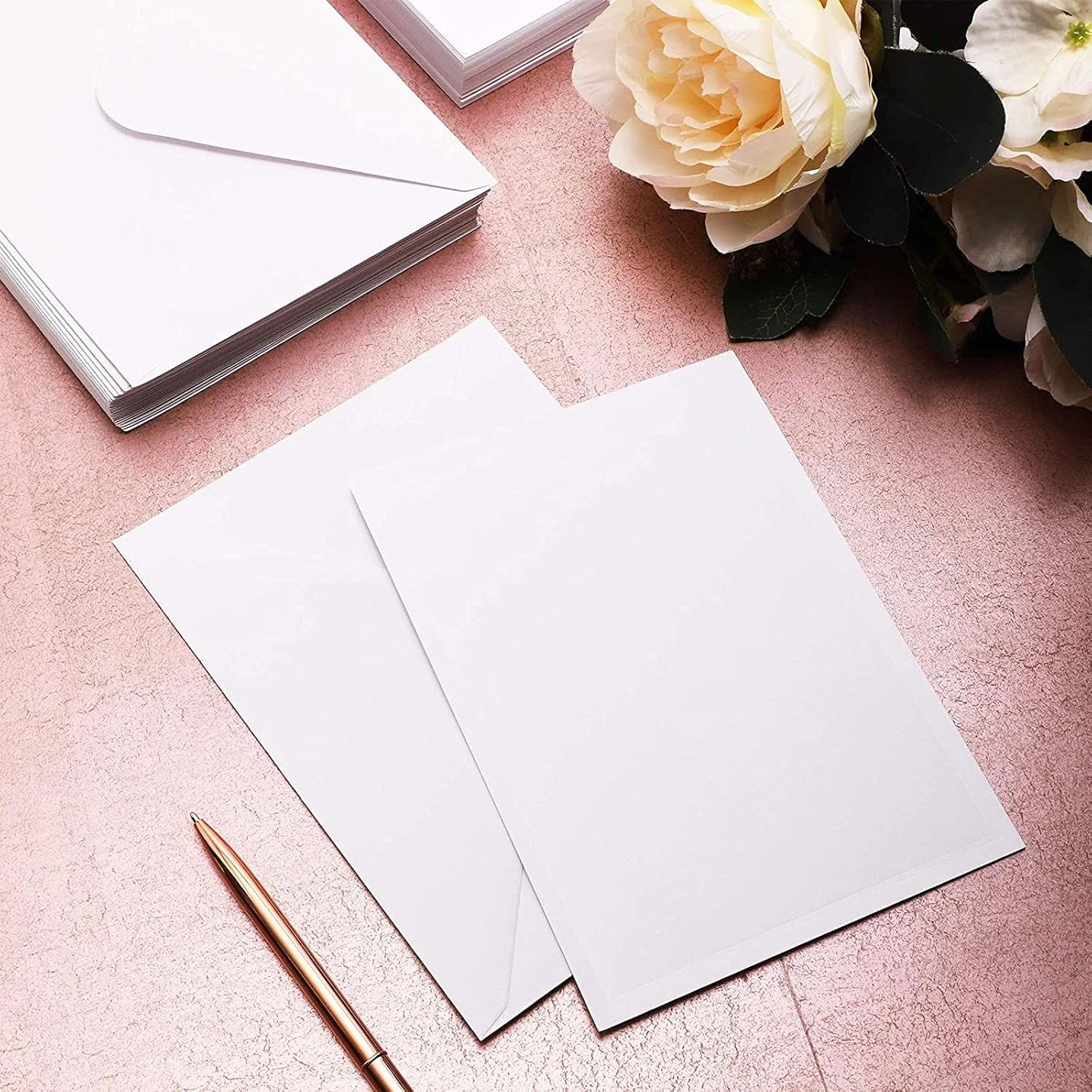 100 Pack Blank Invitation Cards with Envelopes