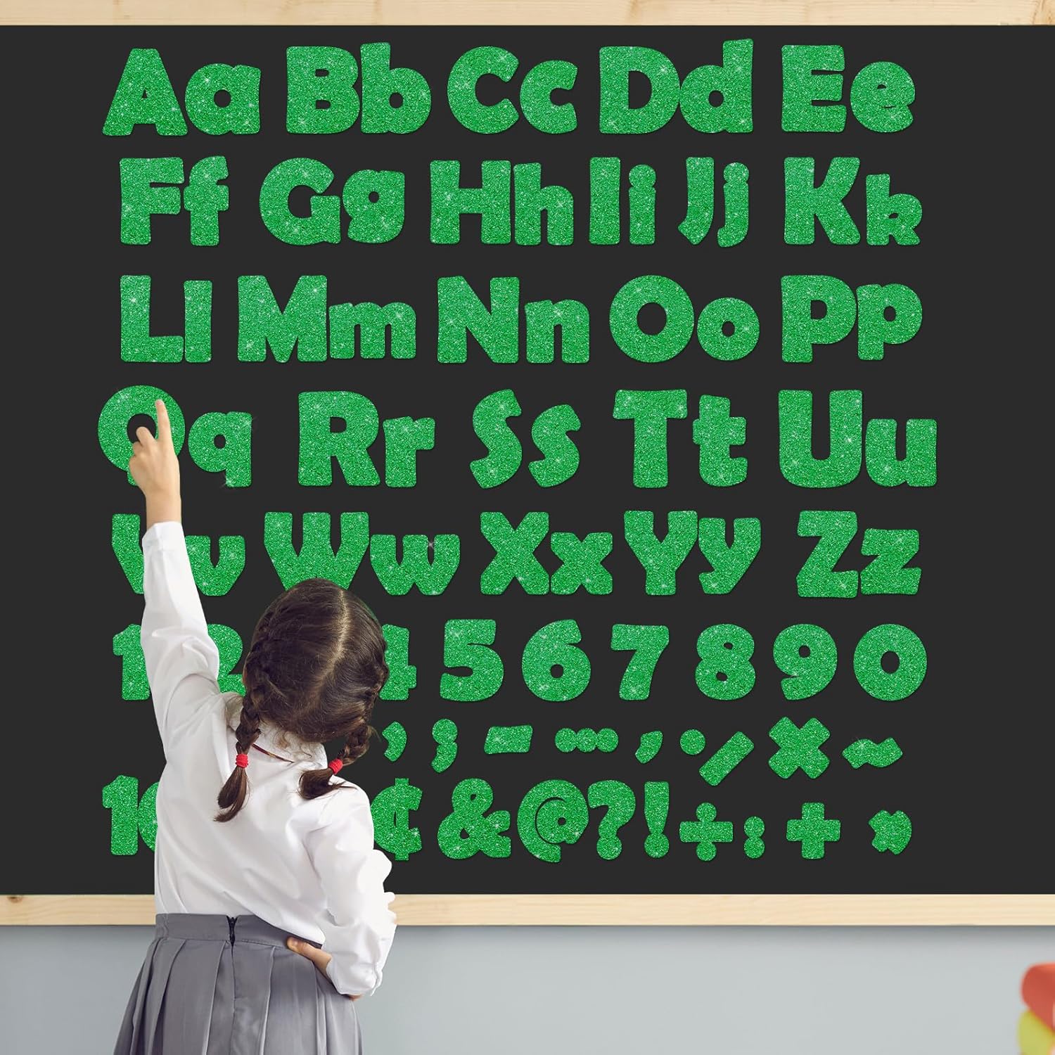 260Pcs Glitter Green Bulletin Board Letters Set for Classroom
