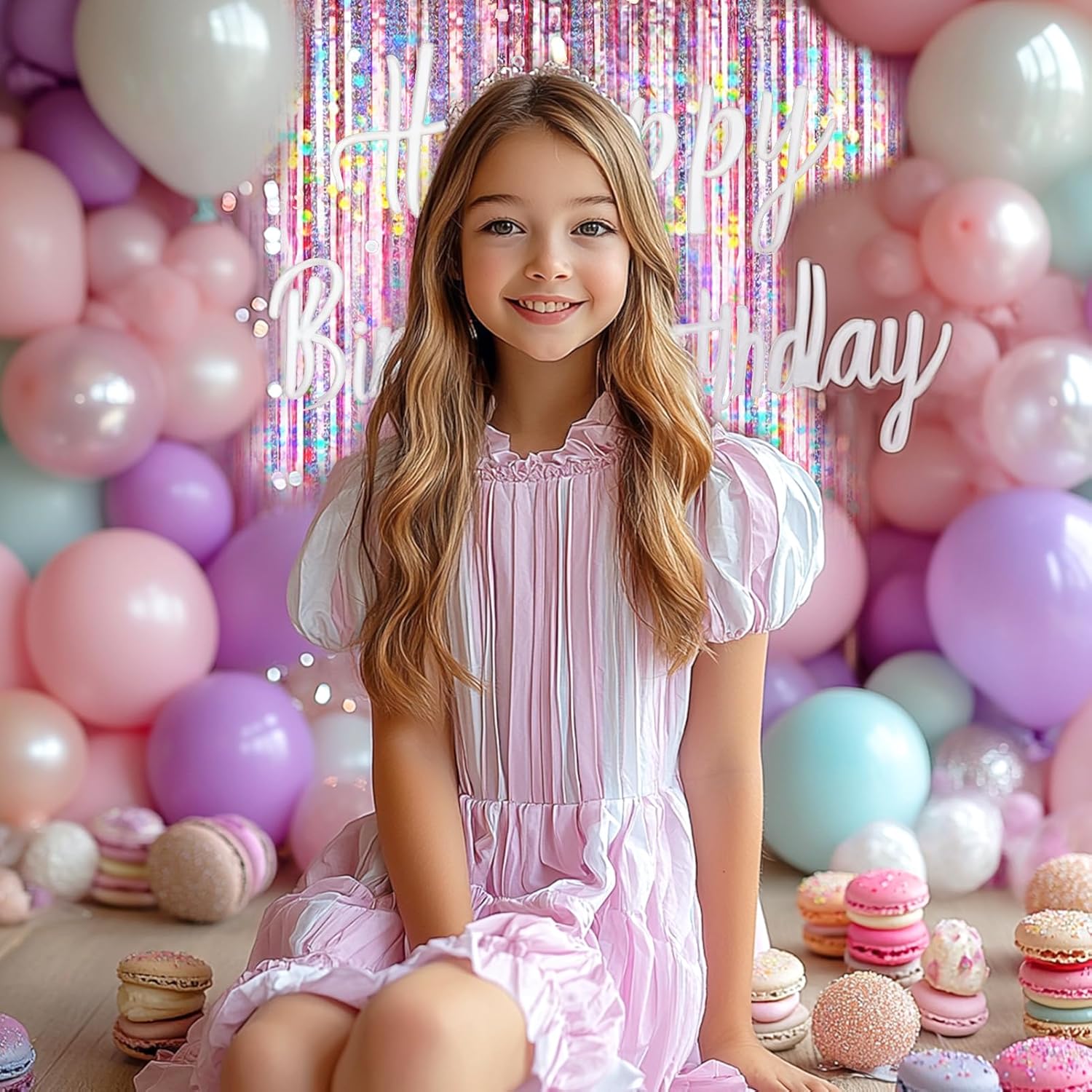 4 Pack Pink Foil Fringe Curtain Decor for Parties