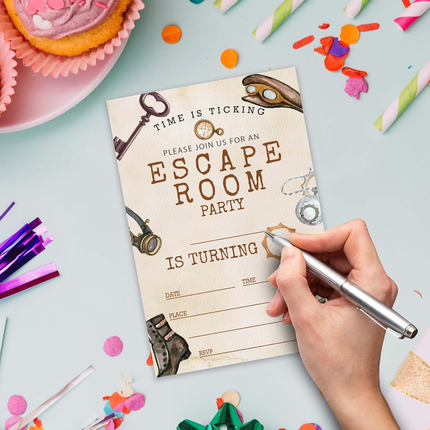 Escape Room Birthday Invitations 20 Cards 4x6 with Envelopes