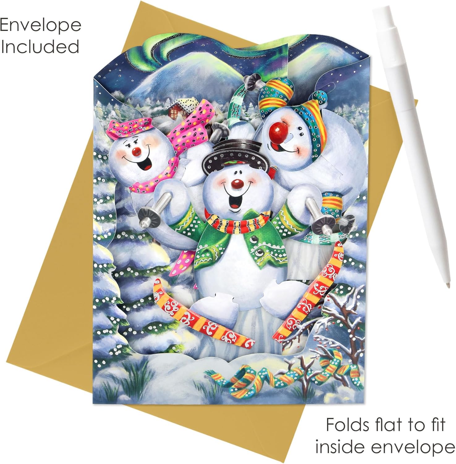 3D Pop Up Christmas Card with Snowmen