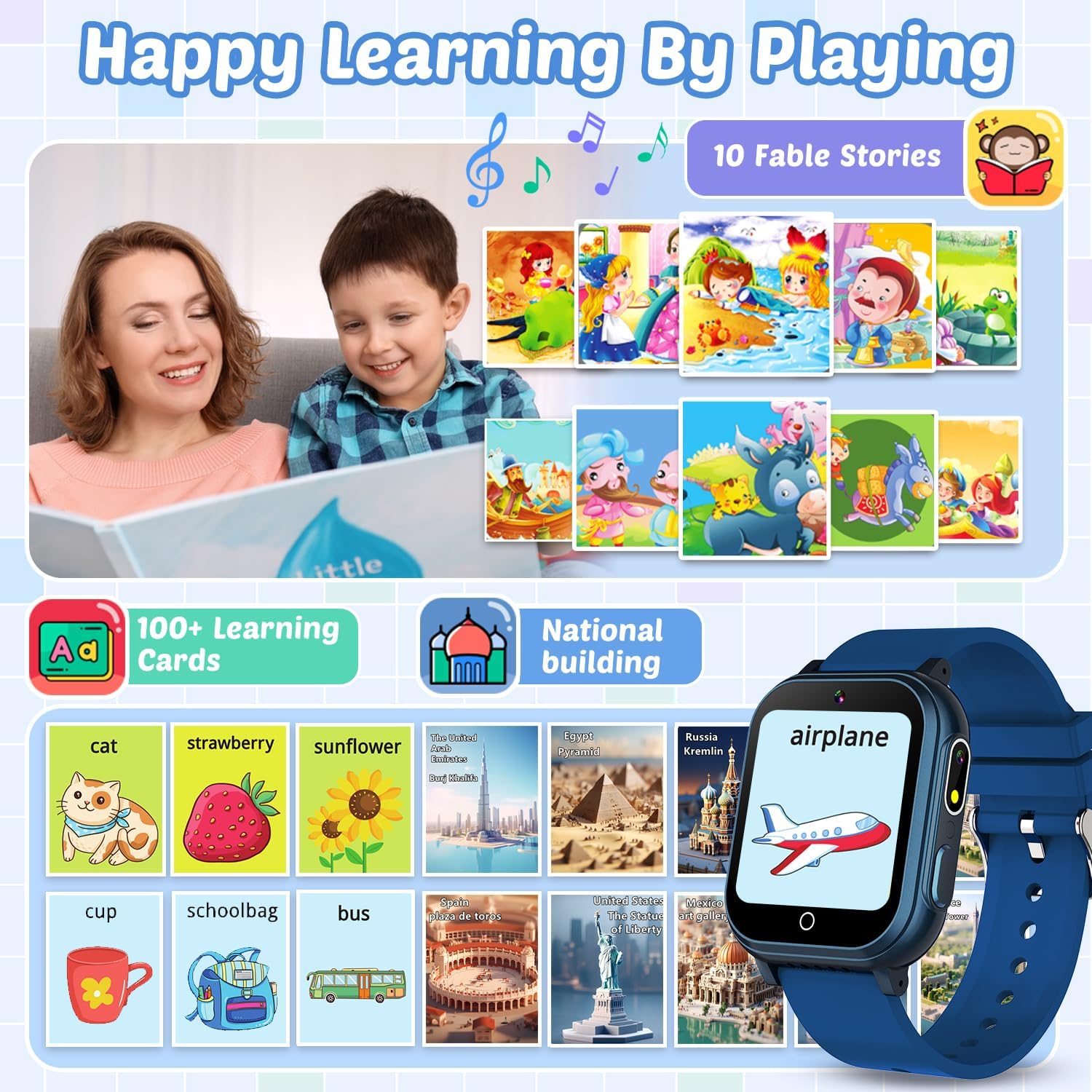 Waterproof Kids Smart Watch with 32 Games and Dual Camera