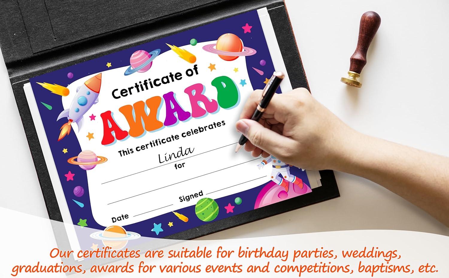Outer Space Award Certificates 25 Pcs for School and Kindergarten
