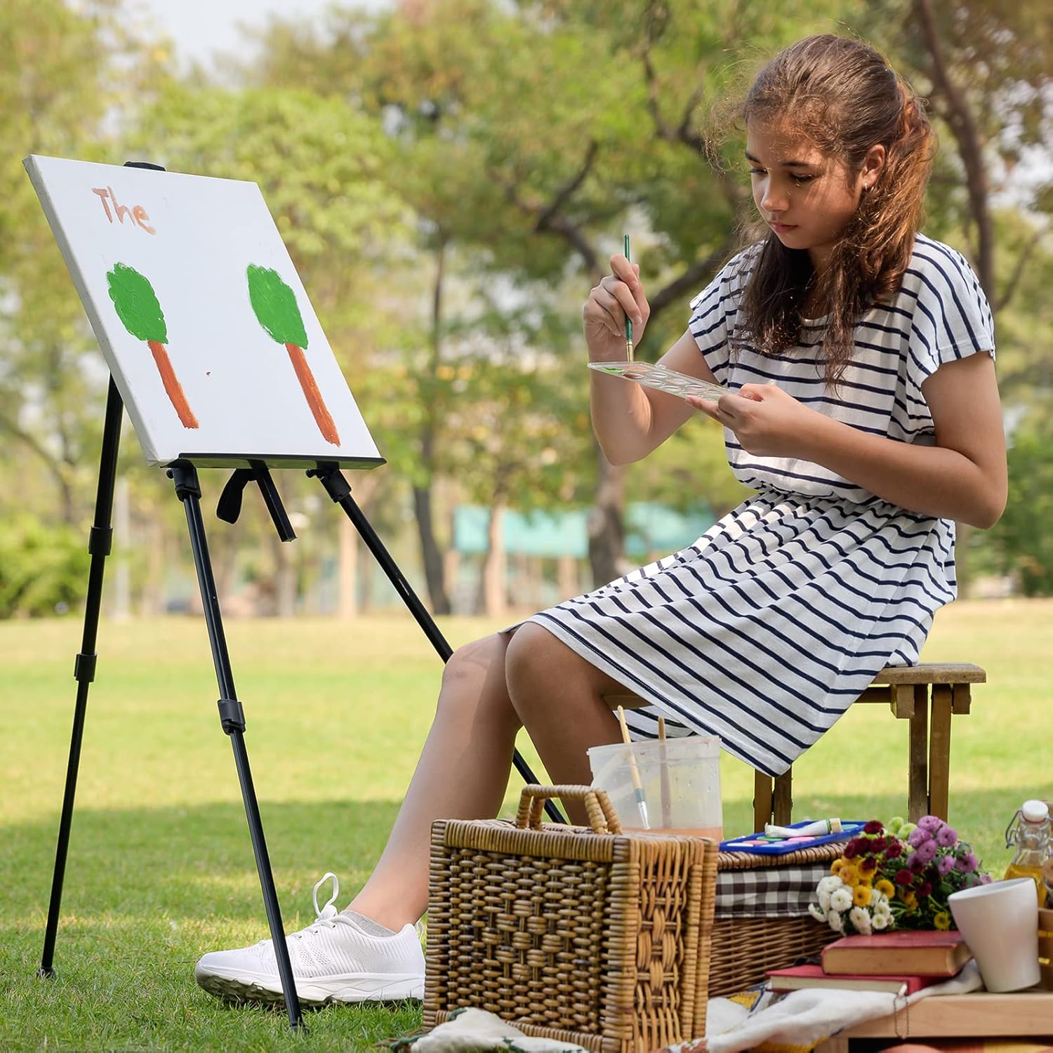 Qunclay 15 Pack Adjustable Height Metal Easel Stand with Portable Bag
