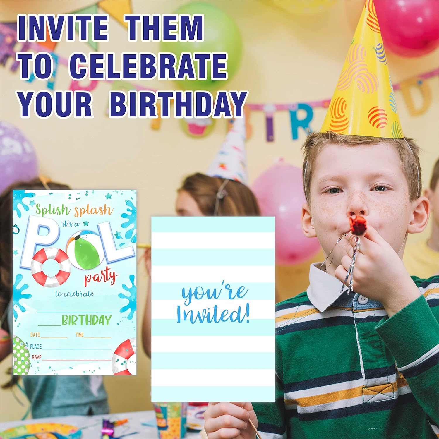 Pool Party Birthday Invite Cards 20 Count With Envelopes