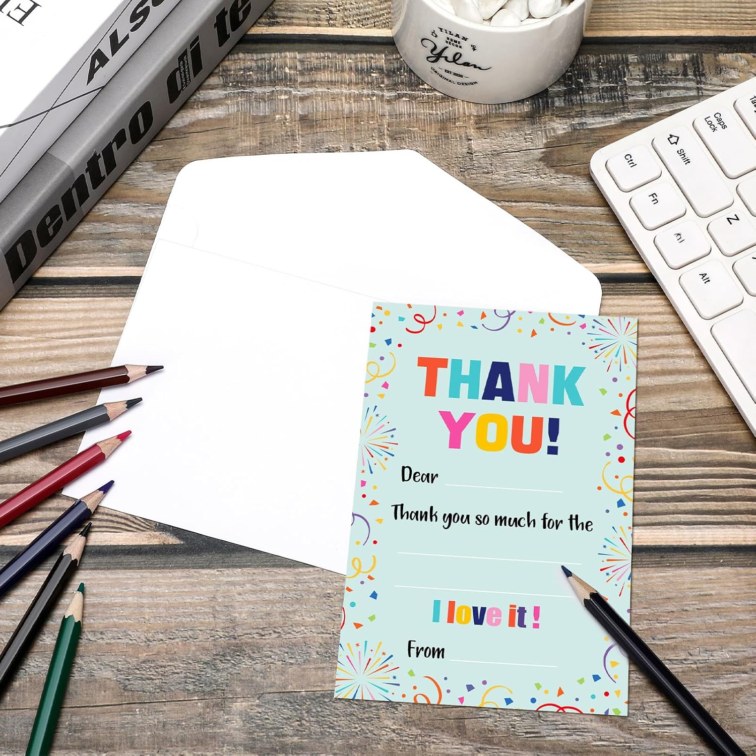 72 Piece Confetti Style Thank You Cards with Envelopes for Kids