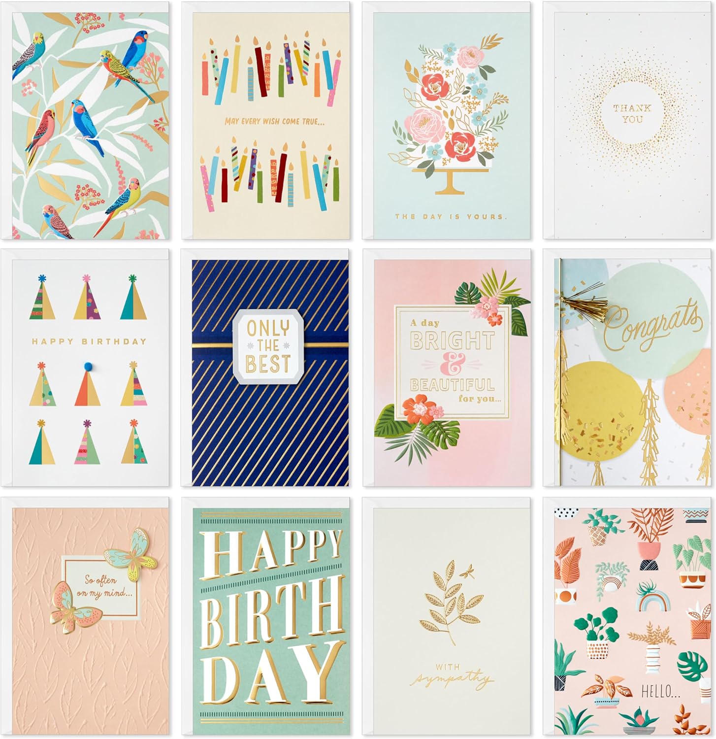 Hallmark Elegant All Occasion Card Assortment 12 Cards with Envelopes