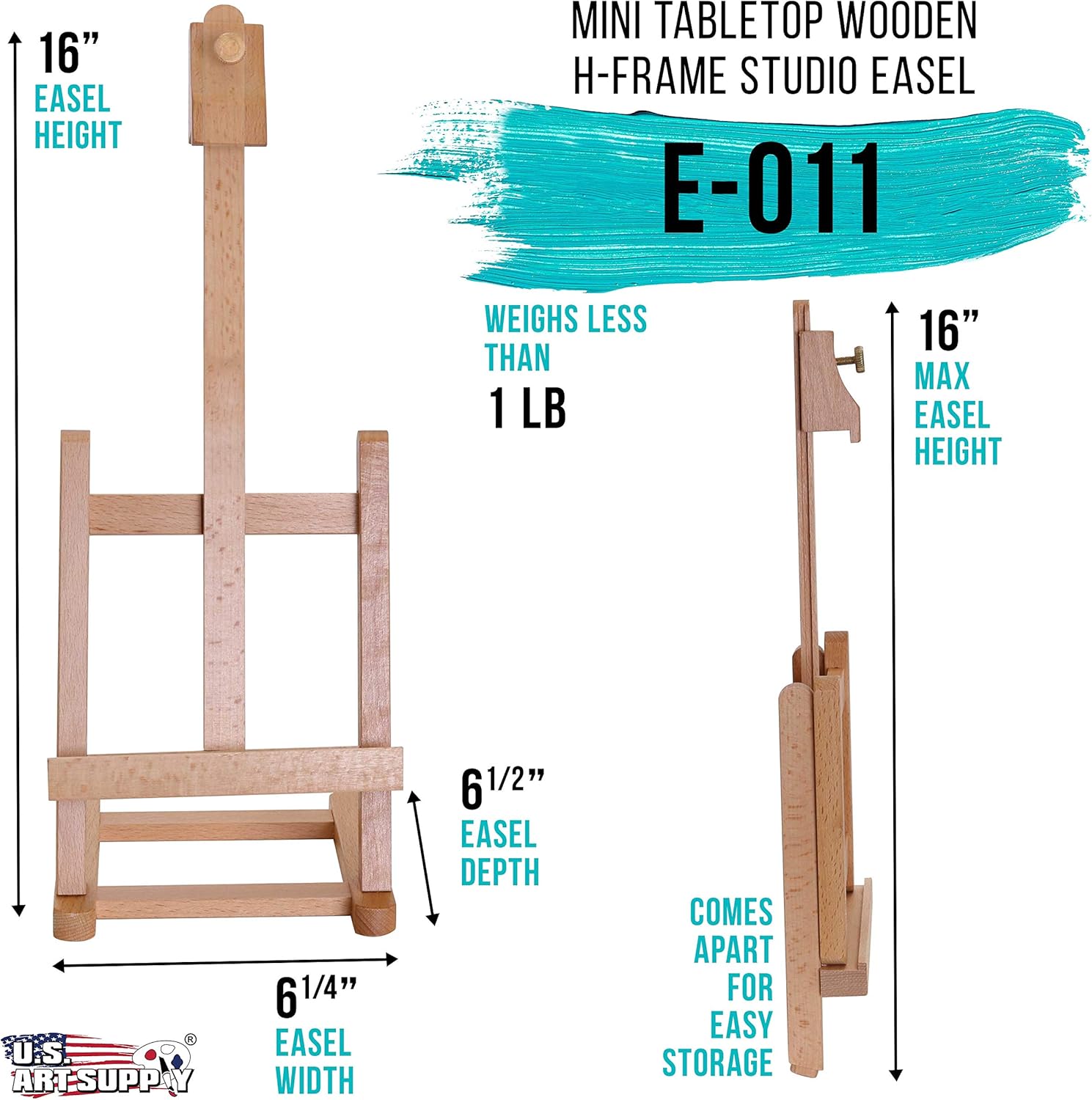 U S Art Supply 16 Inch Mini Wooden Easel
