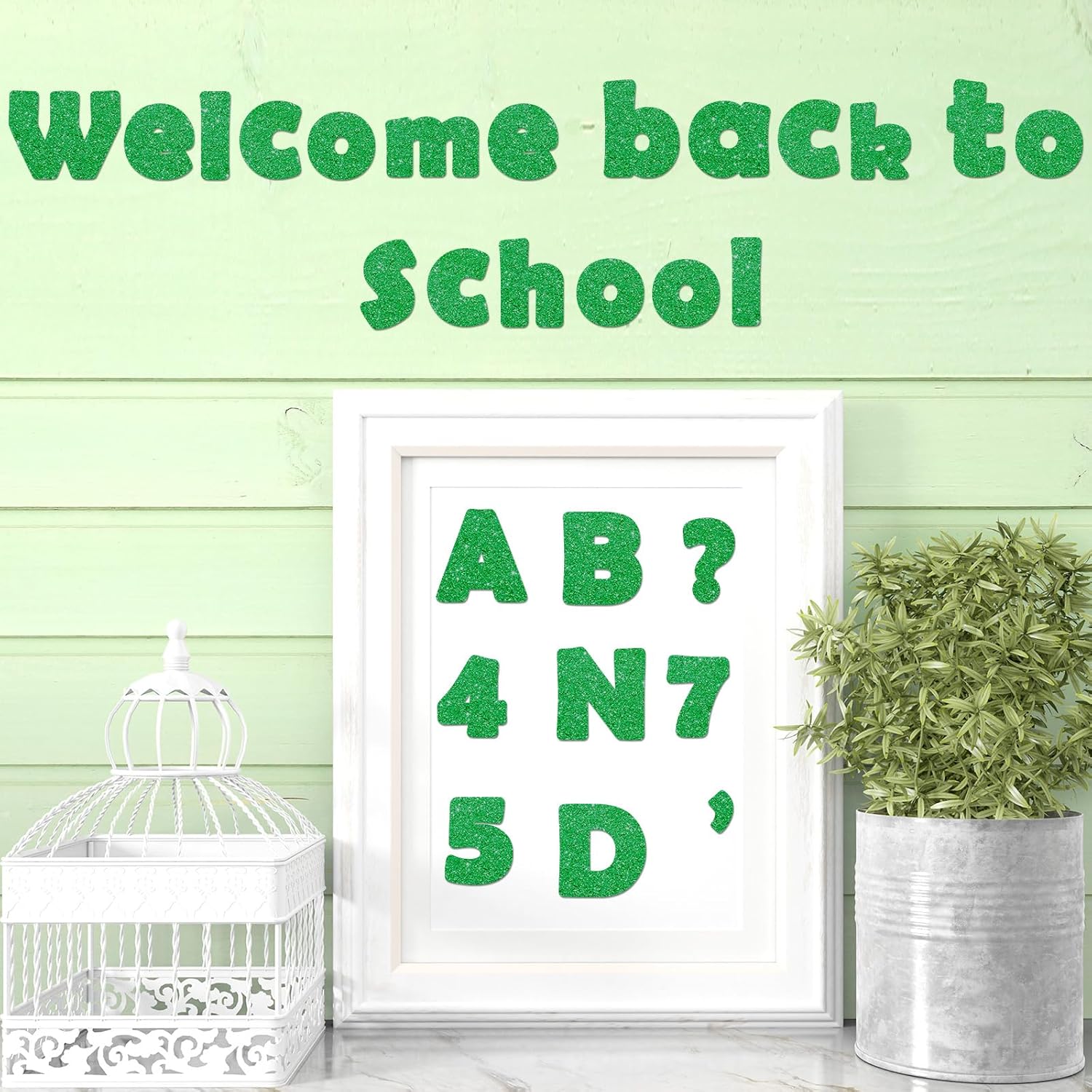 260Pcs Glitter Green Bulletin Board Letters Set for Classroom