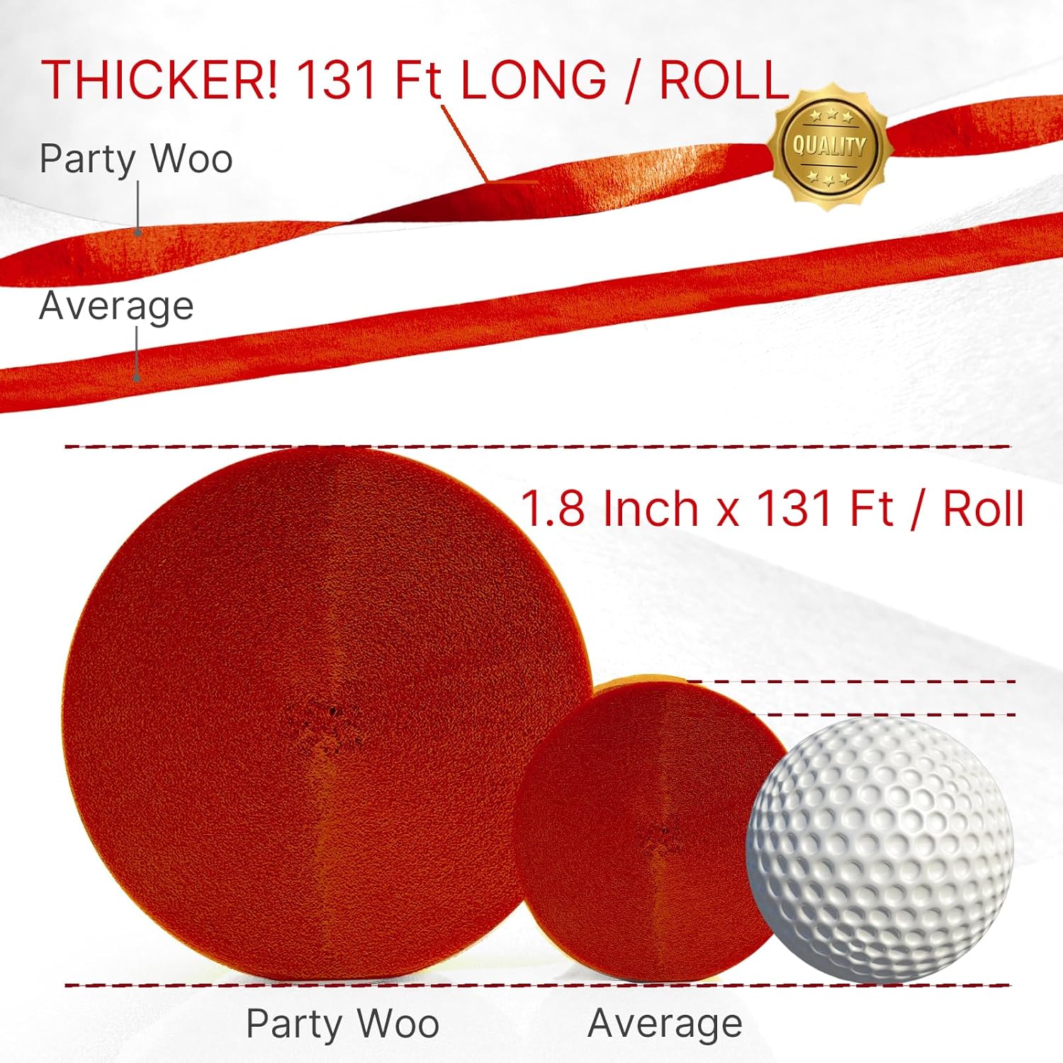 PartyWoo Large Crepe Paper Streamers 3 Rolls 393ft Royal Blue Red Yellow