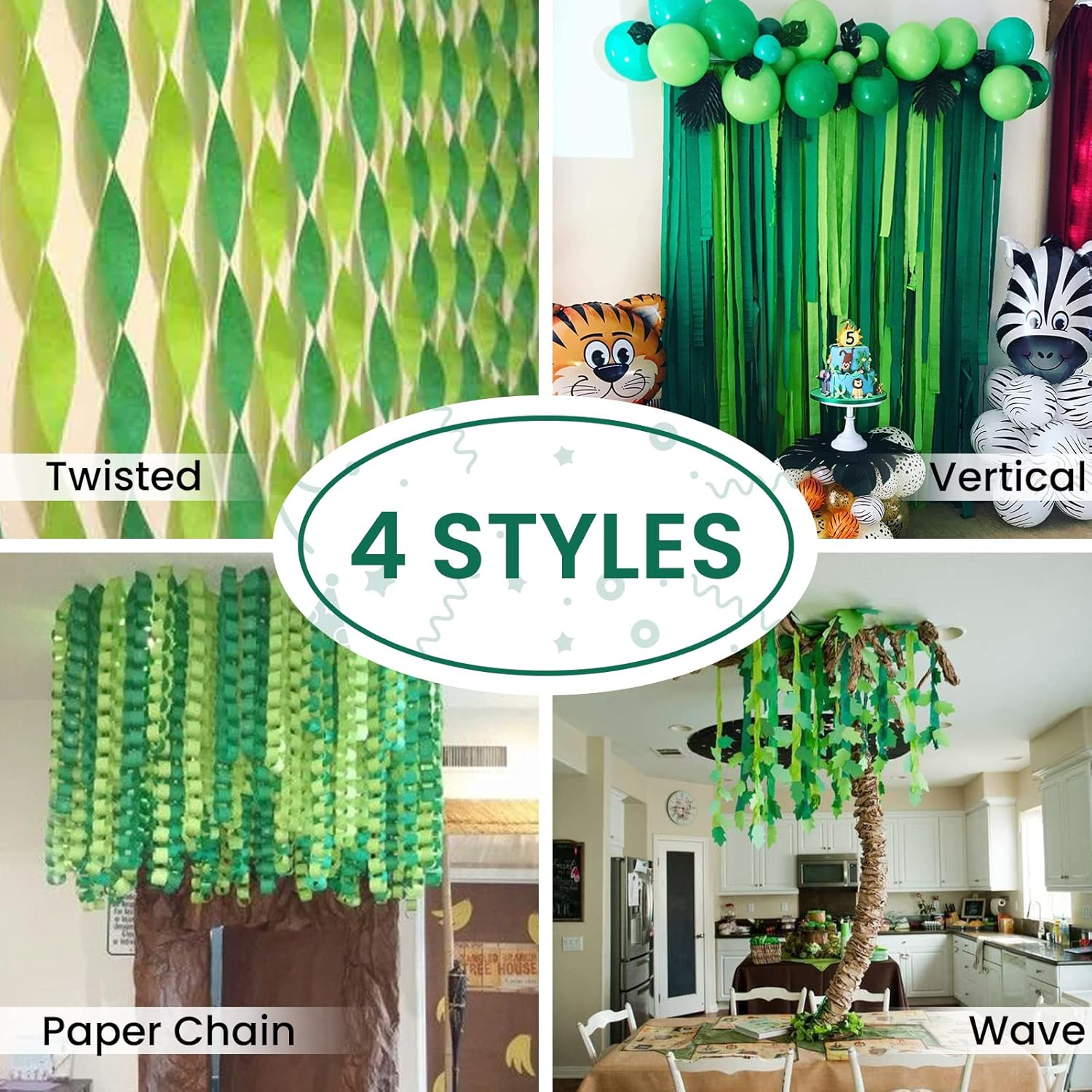 PartyWoo Crepe Paper Streamers 6 Rolls 492ft Birthday Party Decor