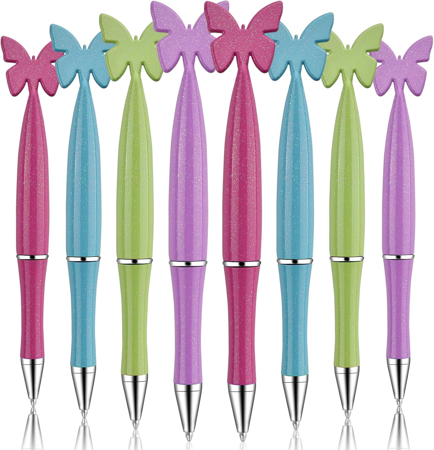 24 Pack Black Butterfly Pens with Glitter for Women and Office Use