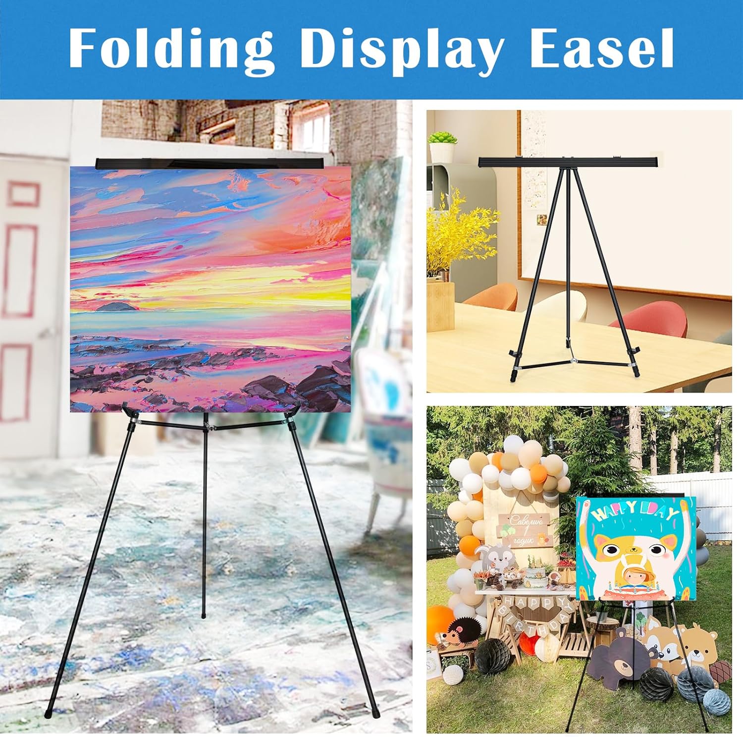 Falling in Art Extra Large 70 High Flip Chart Tripod Display Easel Black