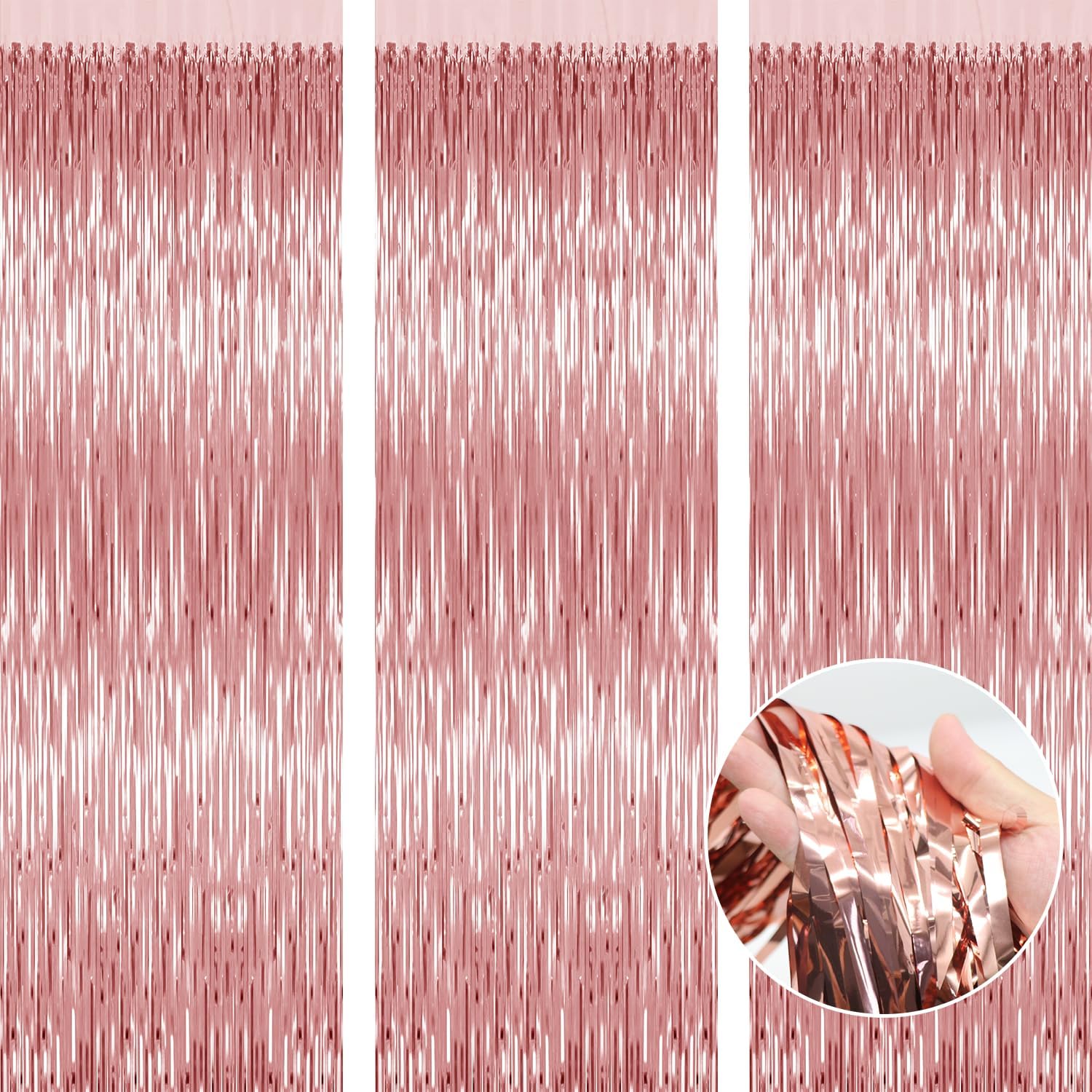Rose Gold Foil Curtain Backdrop for Birthday Party Decorations
