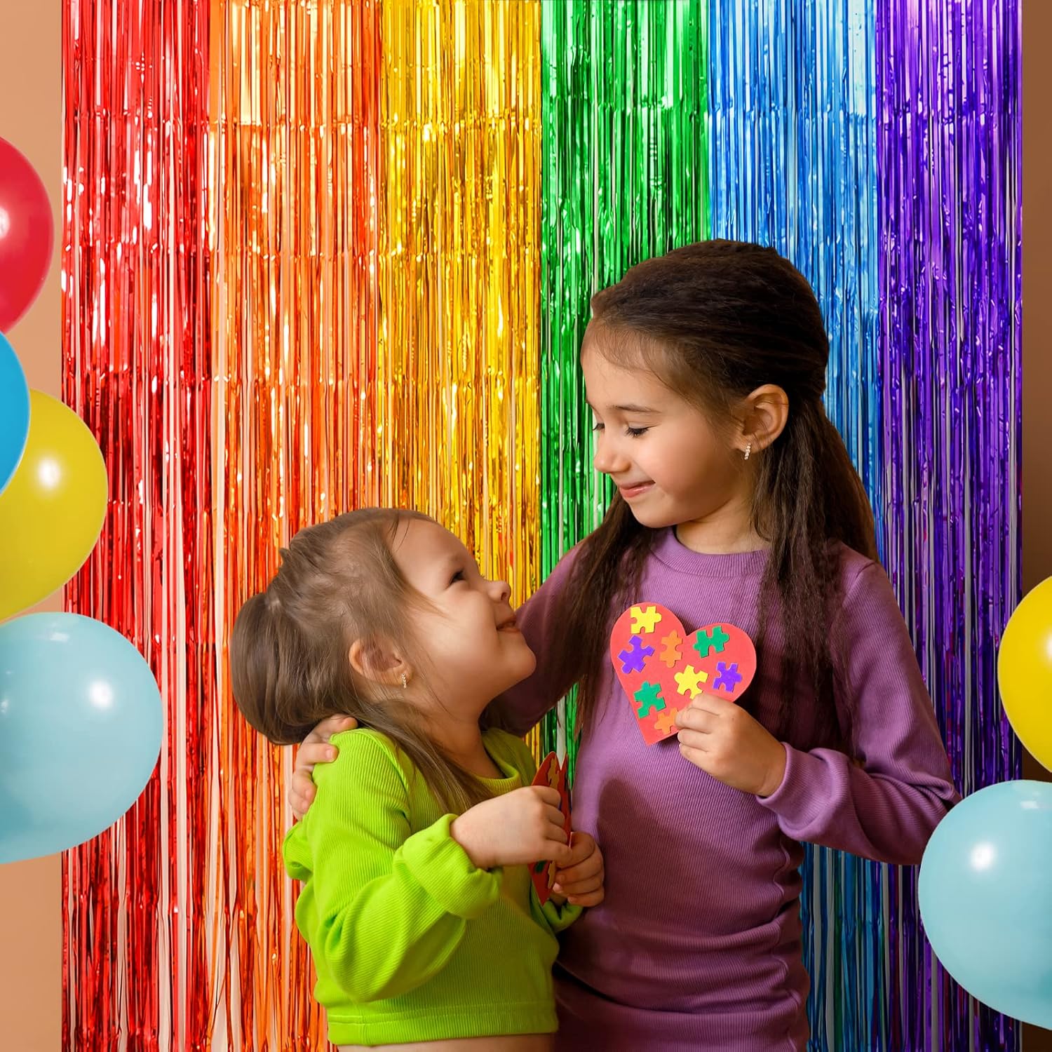 LOLStar Rainbow Foil Fringe Curtains 2 Pack 1