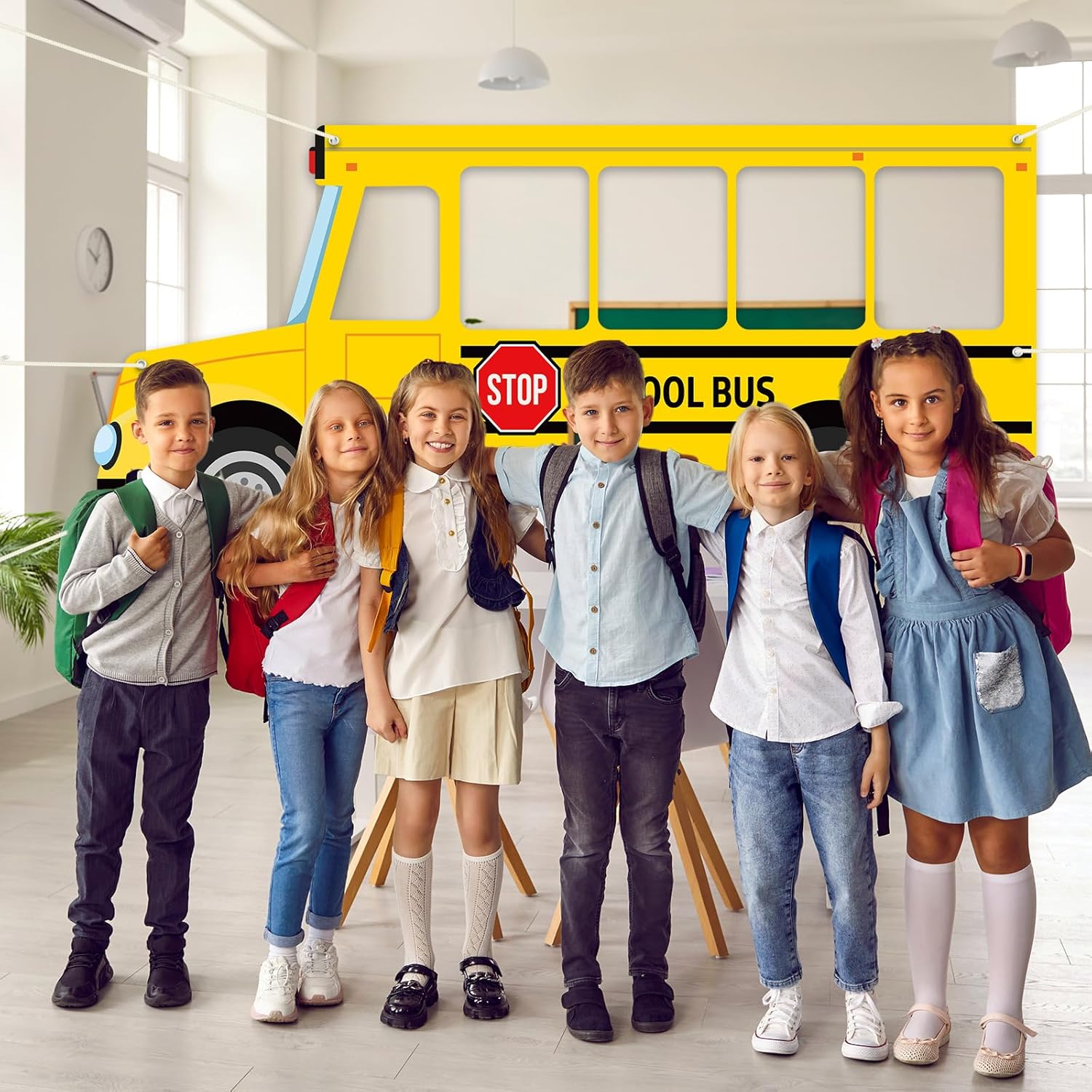 Yellow School Bus Photo Prop Banner for Back to School Party