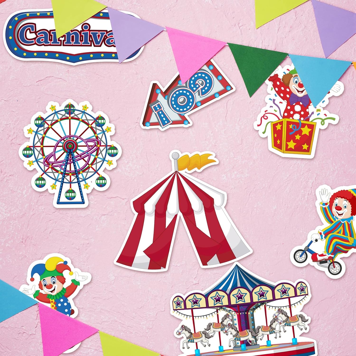 40PCS Carnival Circus Cutouts for Party Decorations