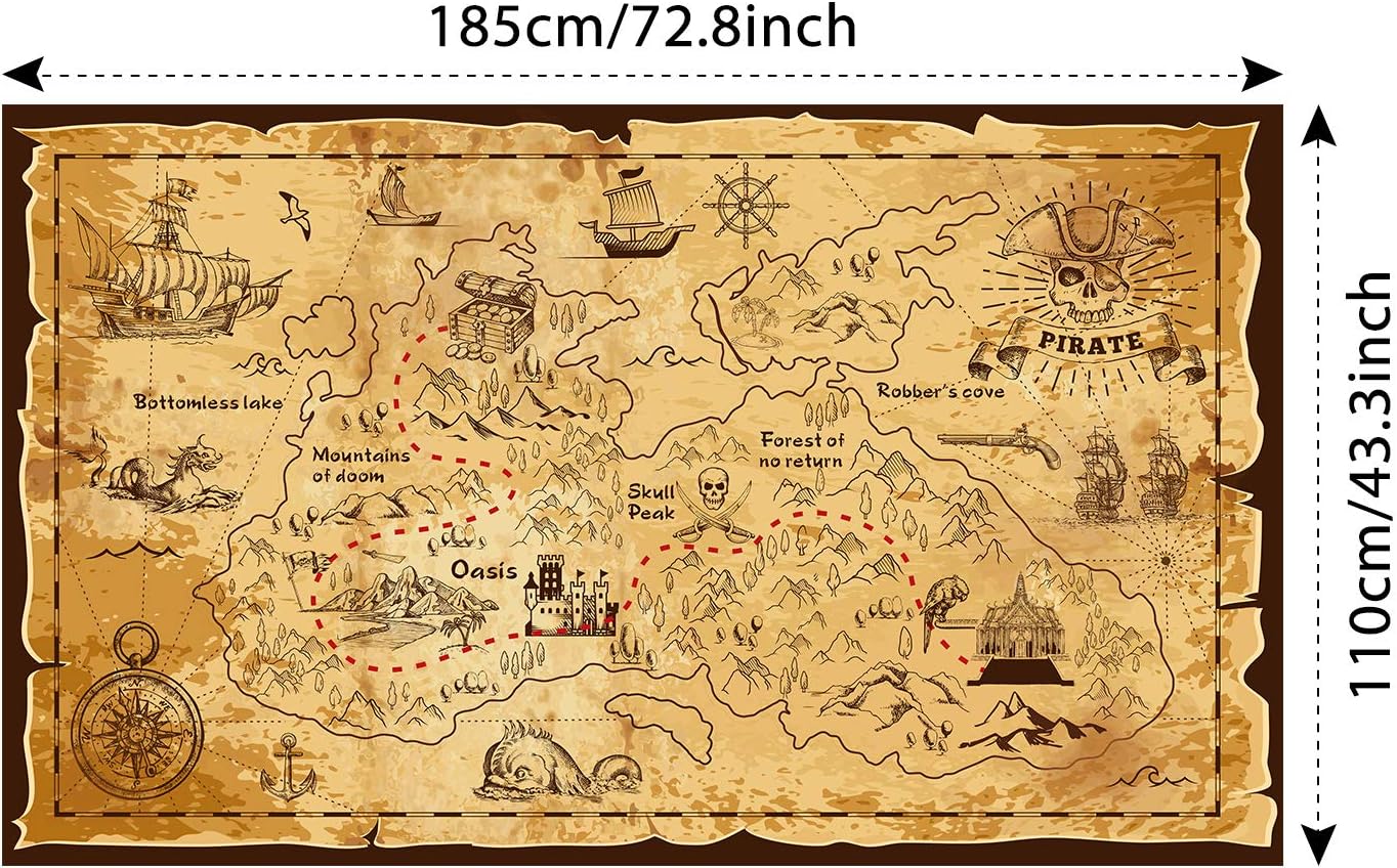 Blulu Halloween Pirate Treasure Map Backdrop