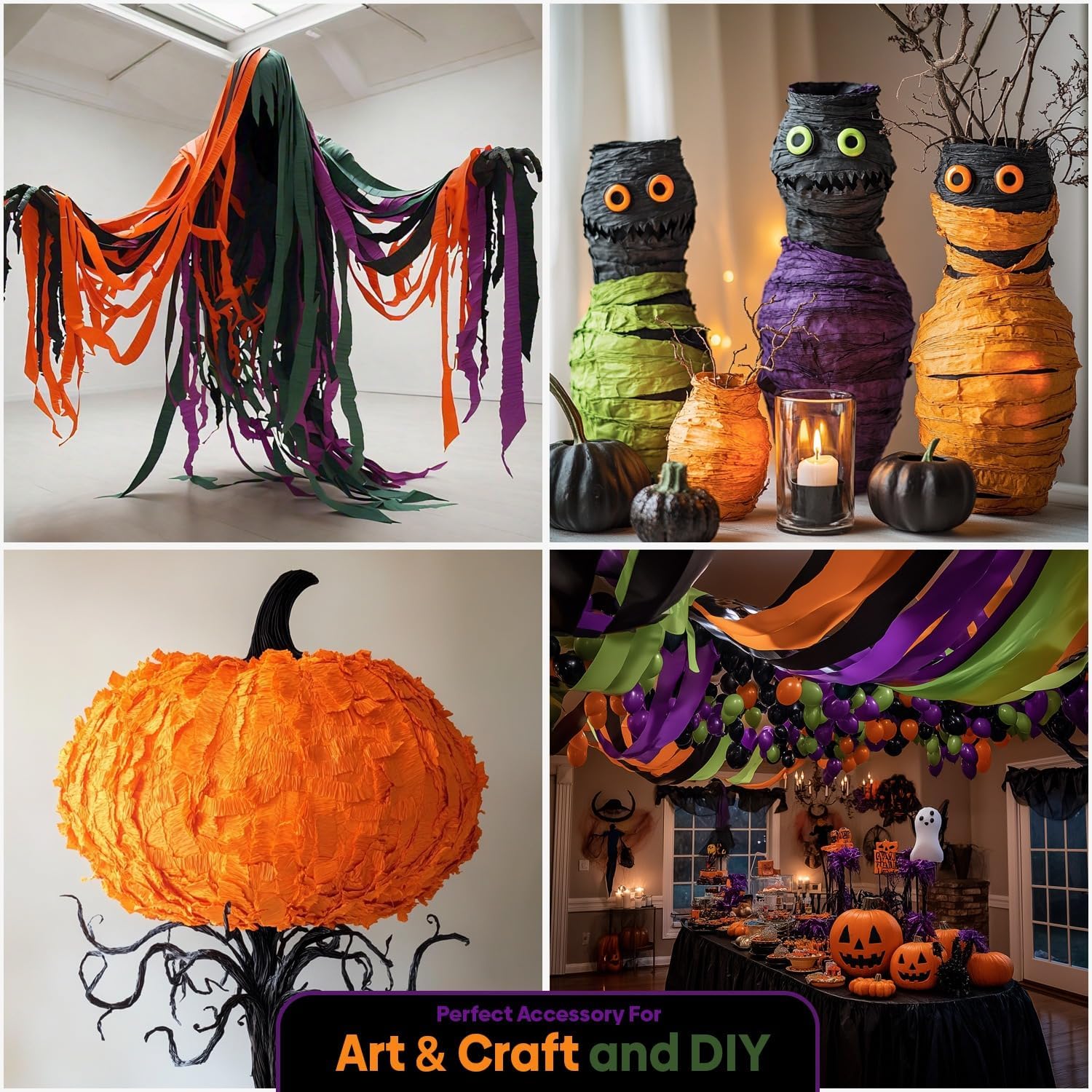 Captain Decor 8 Halloween Streamers Crepe Paper Rolls