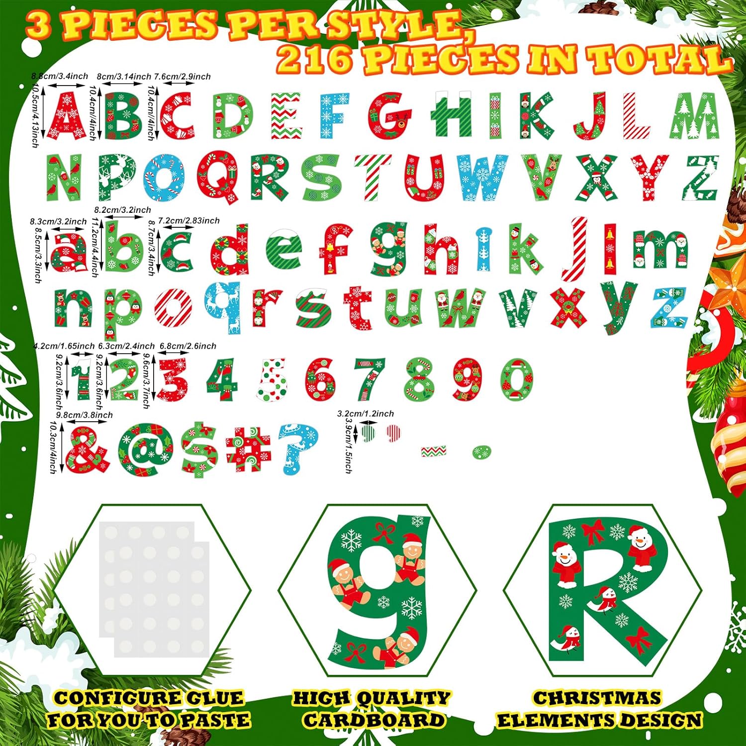 216 Pcs Christmas Bulletin Board Decor Set