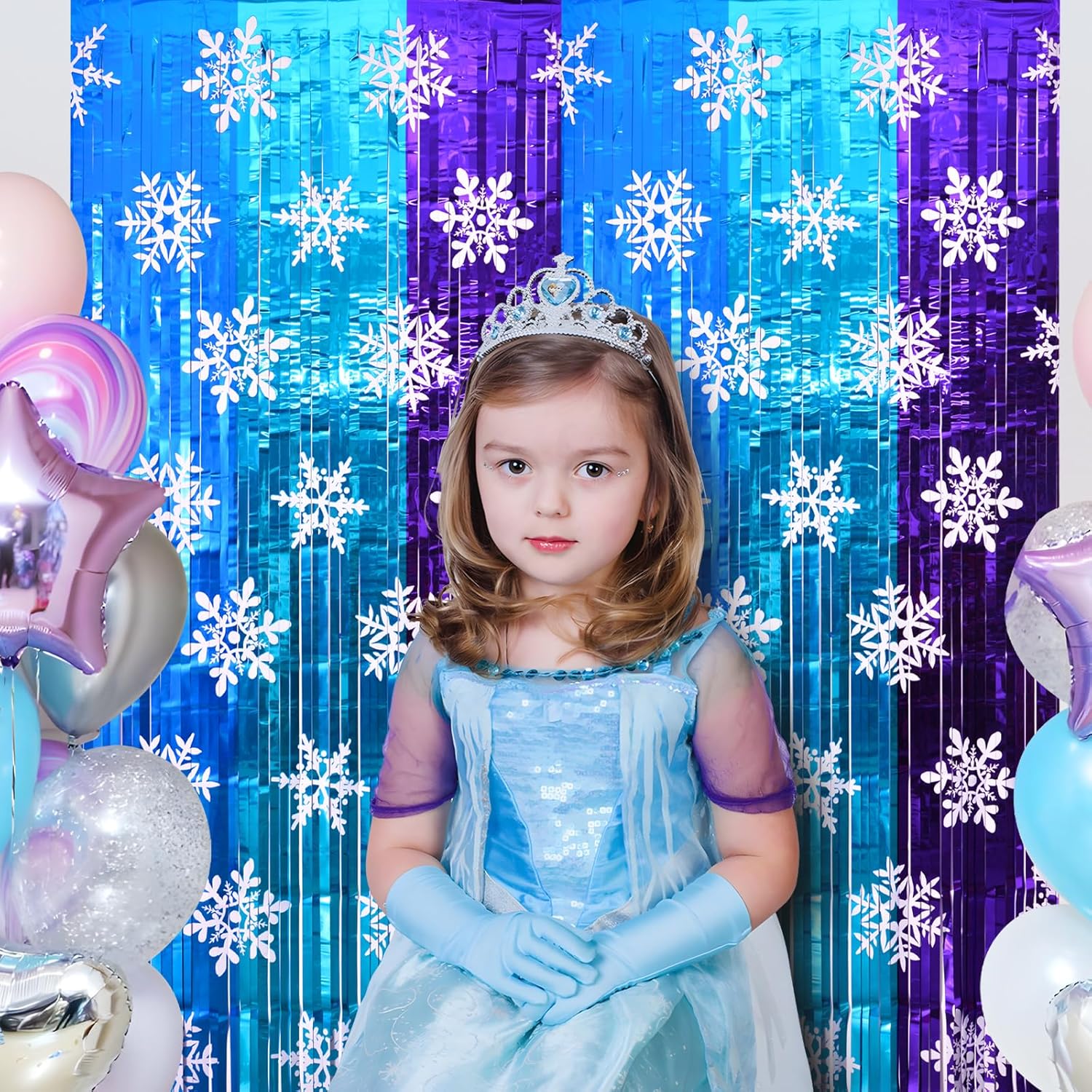 Winter Princess Party Decorations 2 Pack Tinsel Foil Curtains