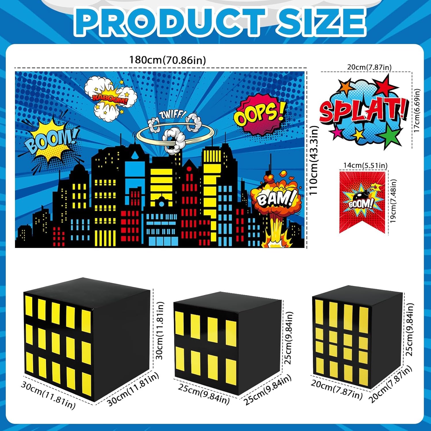 17Pcs Super Theme Hero Party Backdrop Set